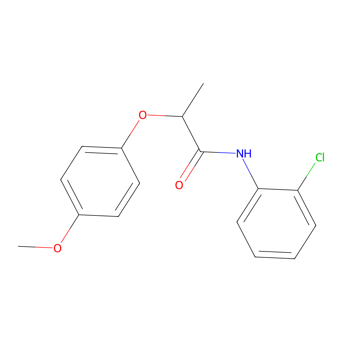 N-(2-chlorophenyl)-2-(4-methoxyphenoxy)propanamide molecular structure, CAS 6115-89-5