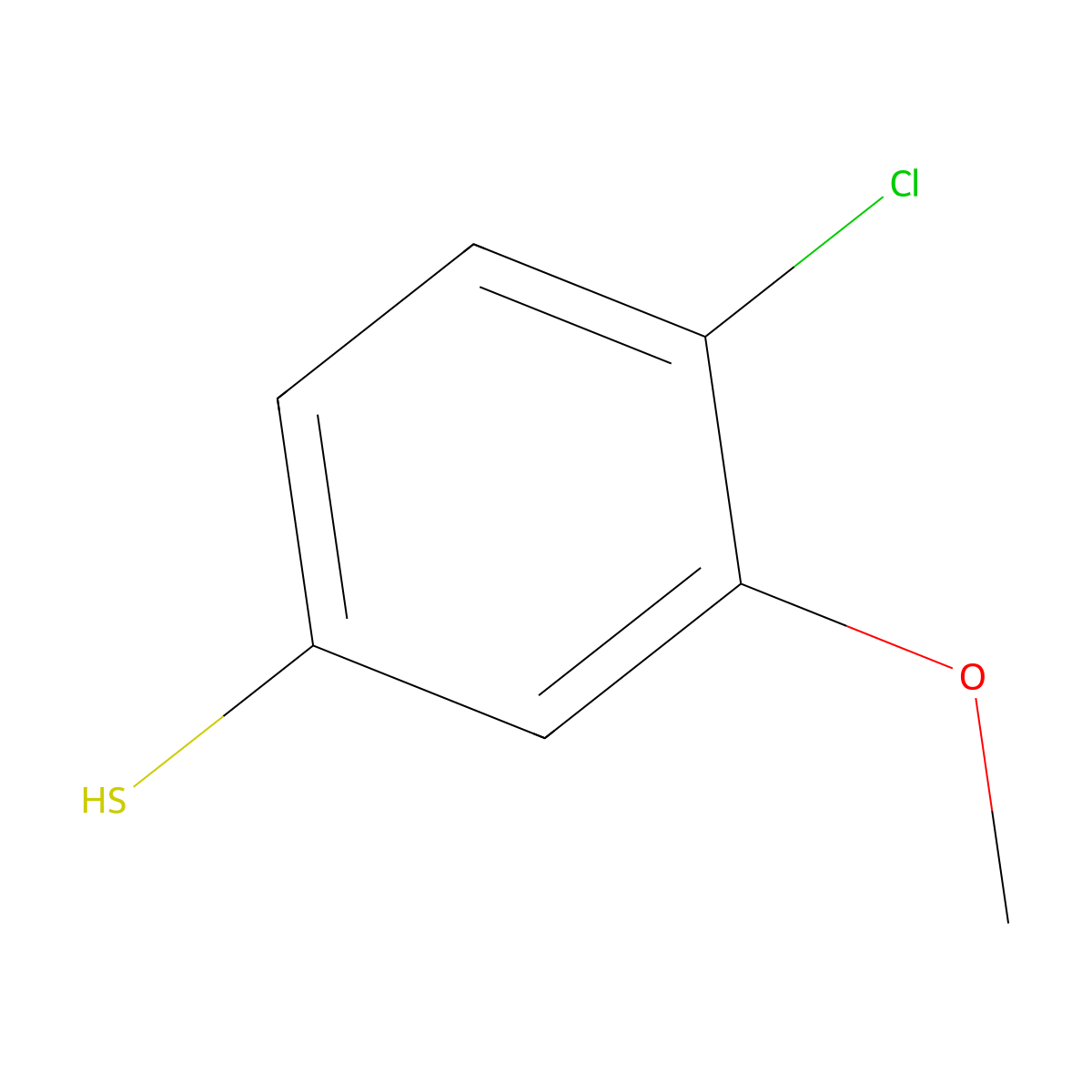 4-Chloro-3-methoxybenzenethiol molecular structure, CAS 61150-48-9