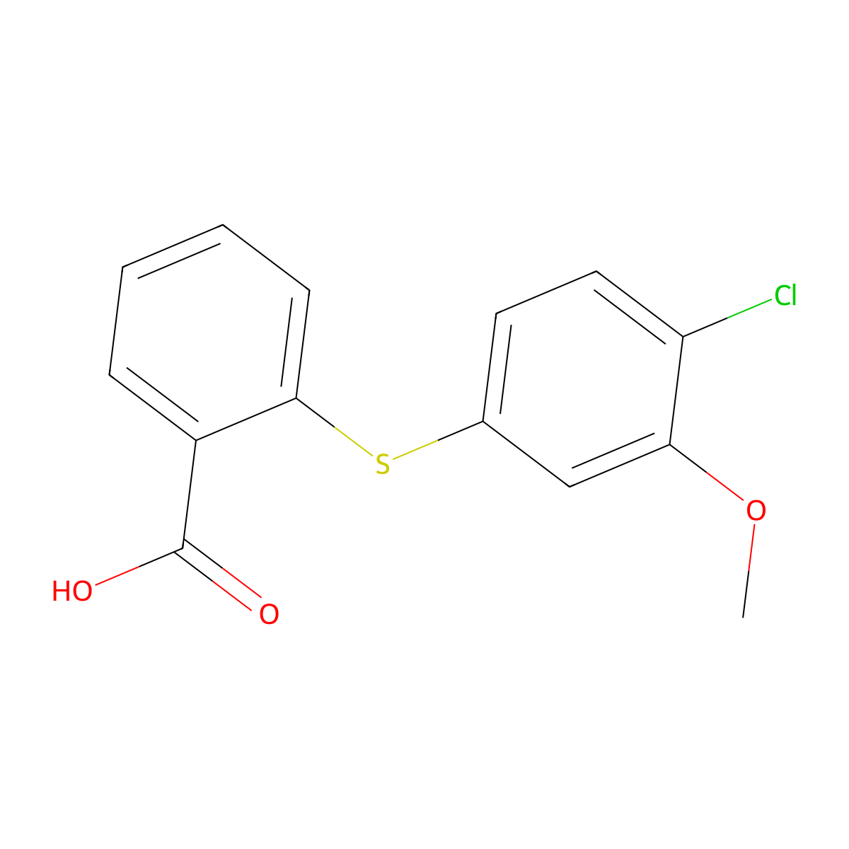 2-[(4-Chloro-3-methoxyphenyl)sulfanyl]benzoic acid molecular structure, CAS 61150-49-0