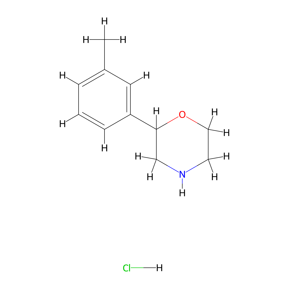 Morpholine, 2-(3-methylphenyl)-, hydrochloride molecular structure, CAS 61151-64-2