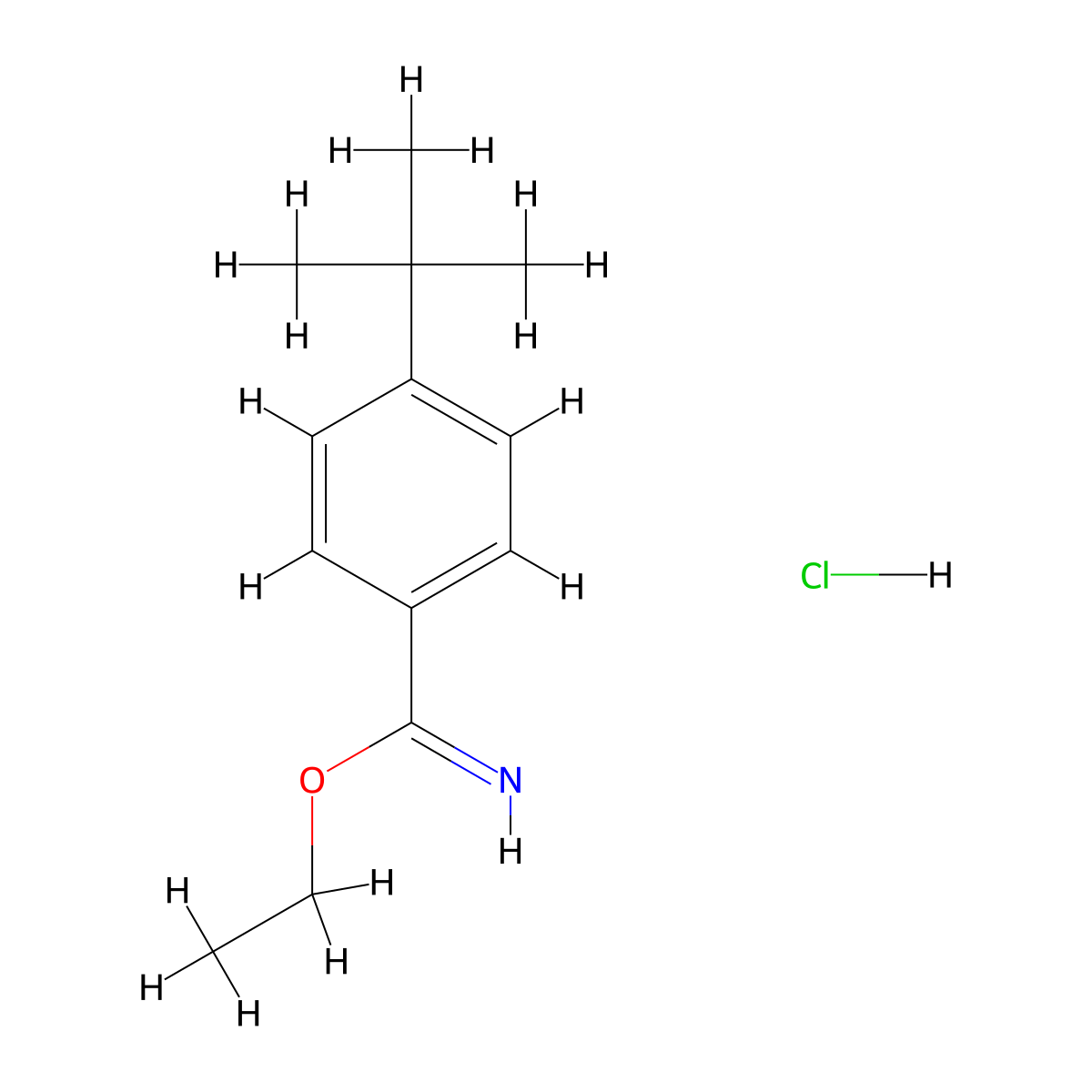 Ethyl 4-tert-butylbenzene-1-carboximidate hydrochloride molecular structure, CAS 61151-77-7