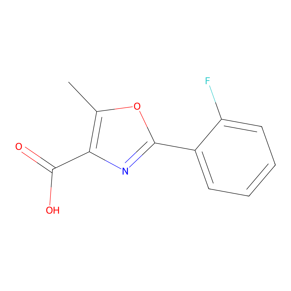 2-(2-Fluorophenyl)-5-methyl-1,3-oxazole-4-carboxylic acid molecular structure, CAS 61152-01-0
