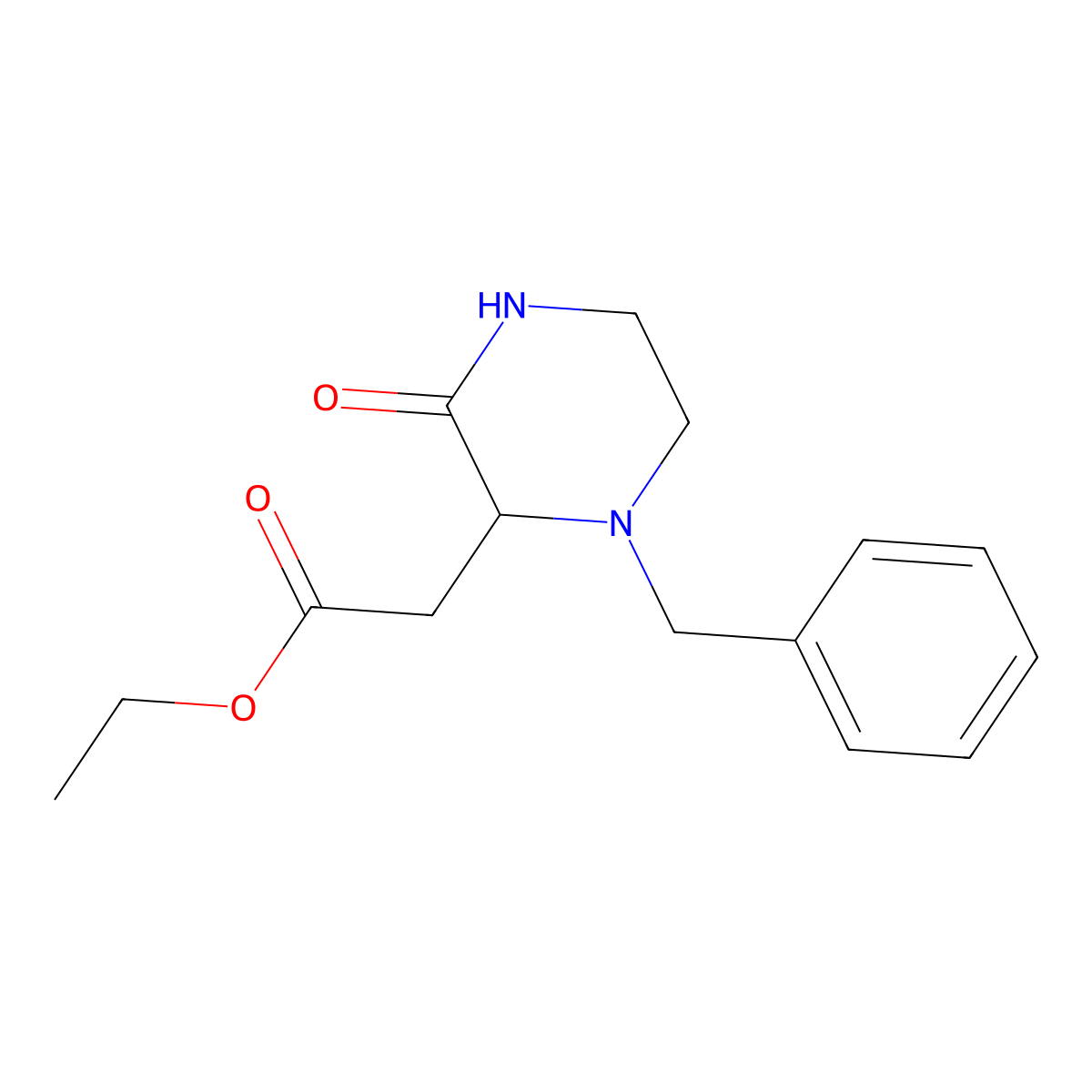Ethyl 2-(1-benzyl-3-oxopiperazin-2-yl)acetate molecular structure, CAS 61155-09-7