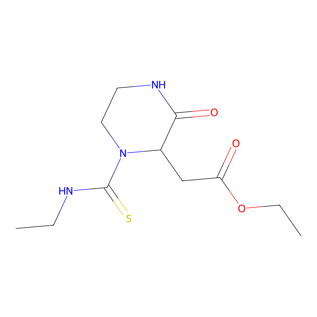 Ethyl 2-[1-(ethylcarbamothioyl)-3-oxopiperazin-2-yl]acetate molecular structure, CAS 61155-20-2