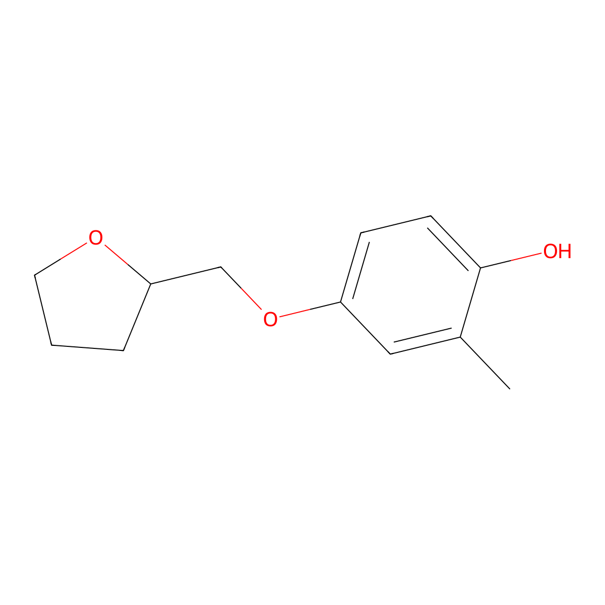 2-Methyl-4-[(oxolan-2-yl)methoxy]phenol molecular structure, CAS 61157-37-7