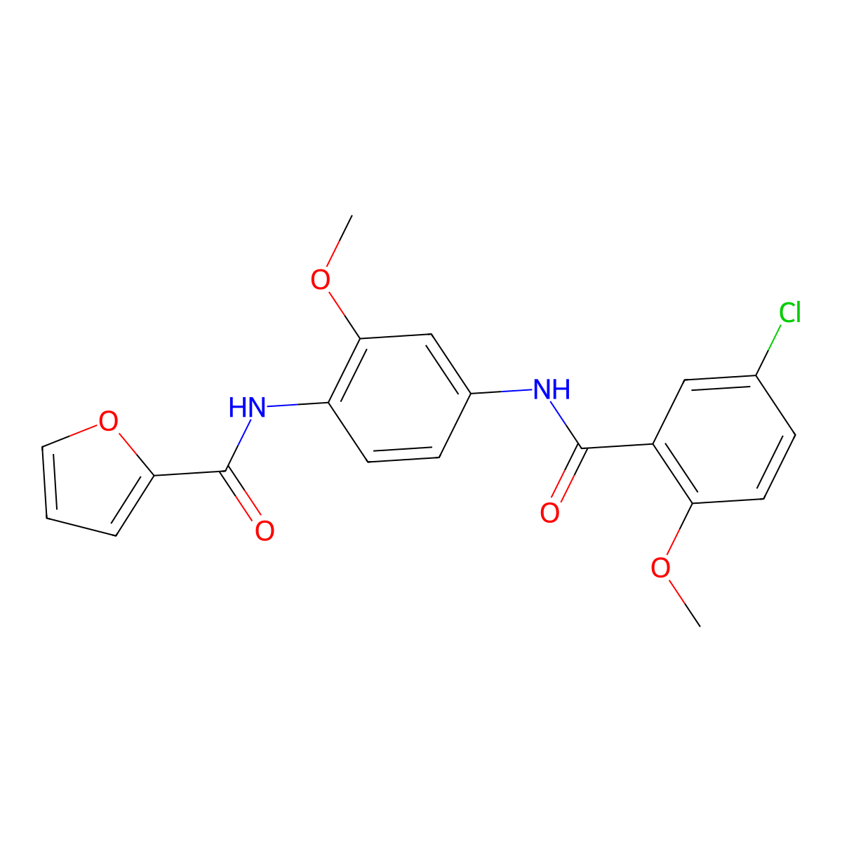 N-[4-[(5-chloro-2-methoxybenzoyl)amino]-2-methoxyphenyl]furan-2-carboxamide molecular structure, CAS 6116-65-0