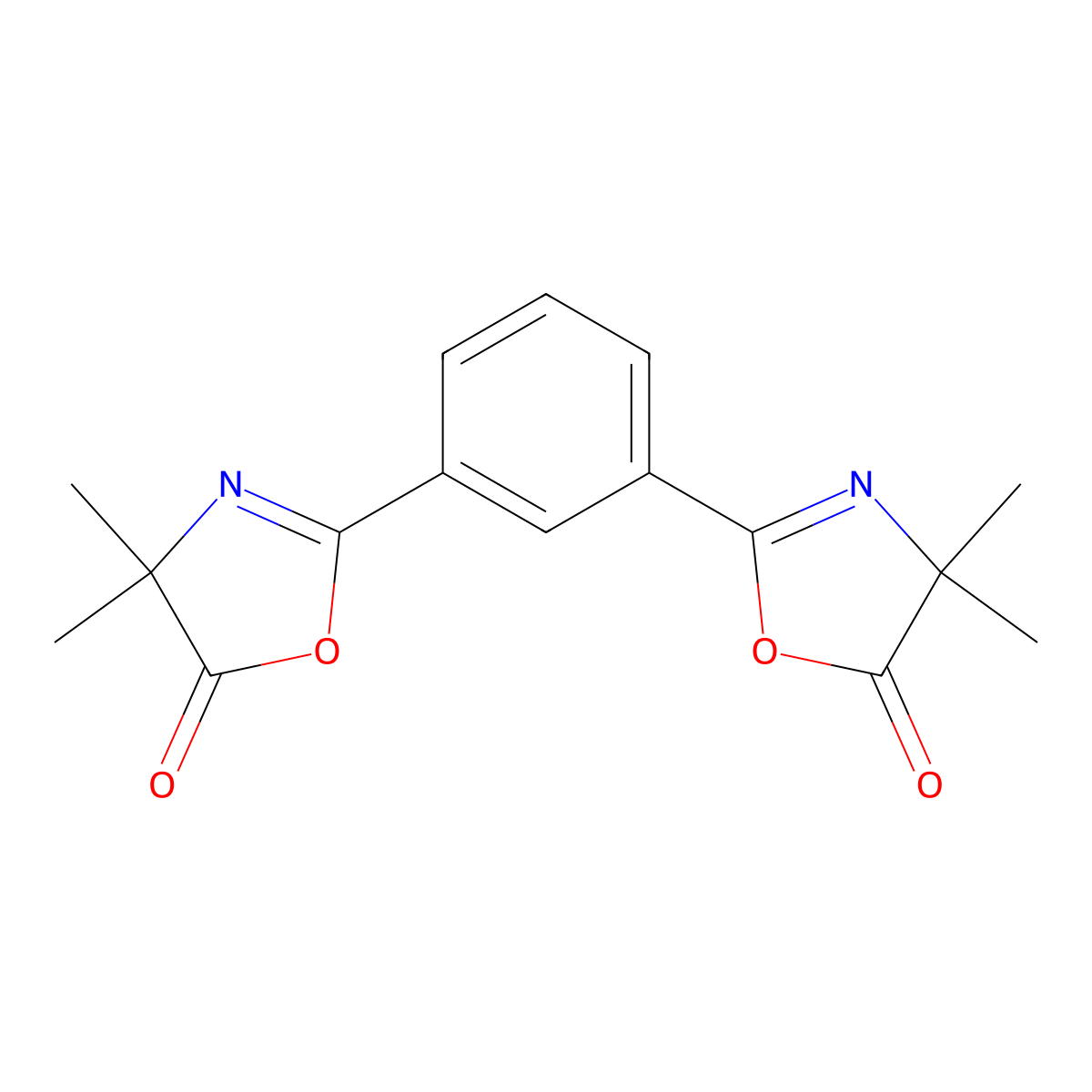 5(4H)-Oxazolone, 2,2'-(1,3-phenylene)bis[4,4-dimethyl- molecular structure, CAS 61165-95-5