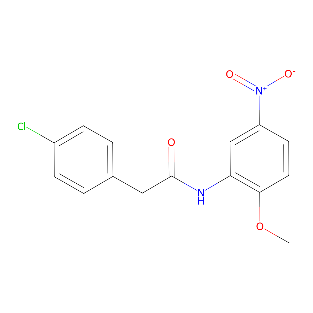 2-(4-chlorophenyl)-N-(2-methoxy-5-nitrophenyl)acetamide molecular structure, CAS 6117-08-4
