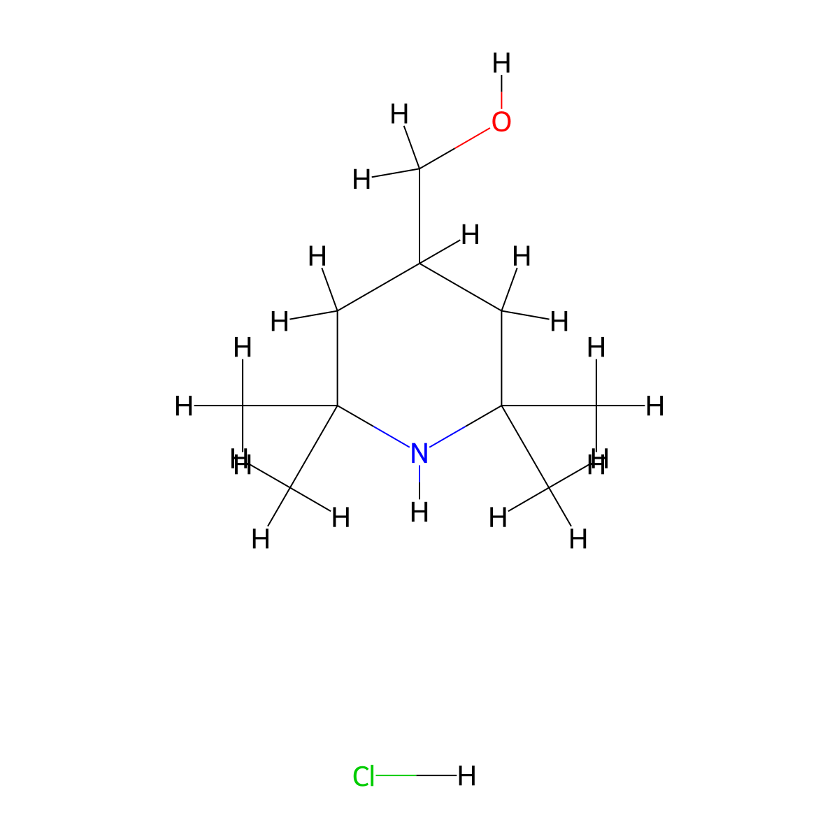 4-Piperidinemethanol, 2,2,6,6-tetramethyl-, hydrochloride molecular structure, CAS 61171-38-8