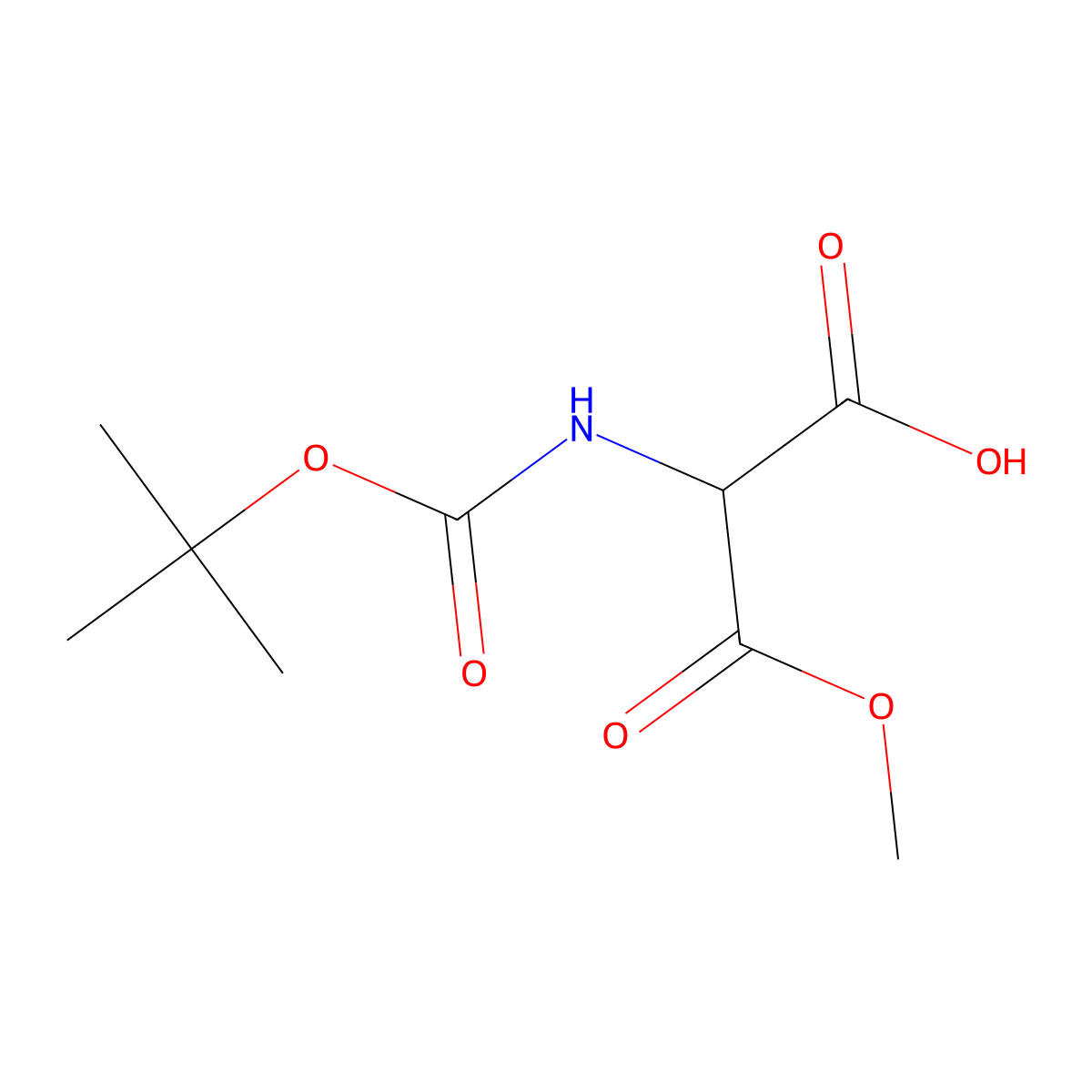 2-((tert-Butoxycarbonyl)amino)-3-methoxy-3-oxopropanoic acid molecular structure, CAS 61172-71-2
