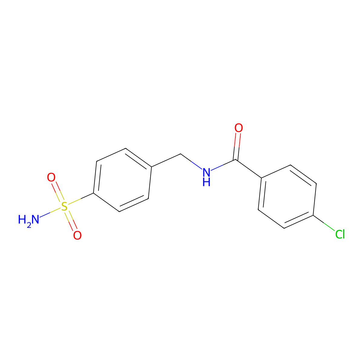 4-chloro-N-[(4-sulfamoylphenyl)methyl]benzamide molecular structure, CAS 6118-42-9