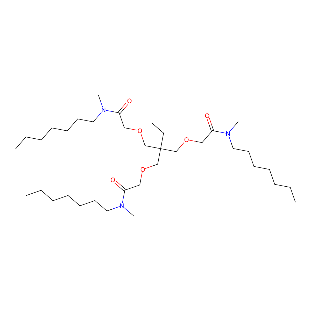 2,2'-((2-Ethyl-2-((2-(heptylmethylamino)-2-oxoethoxy)methyl)-1,3-propanediyl)bis(oxy))bis(N-heptyl-N-methylacetamide) molecular structure, CAS 61183-76-4