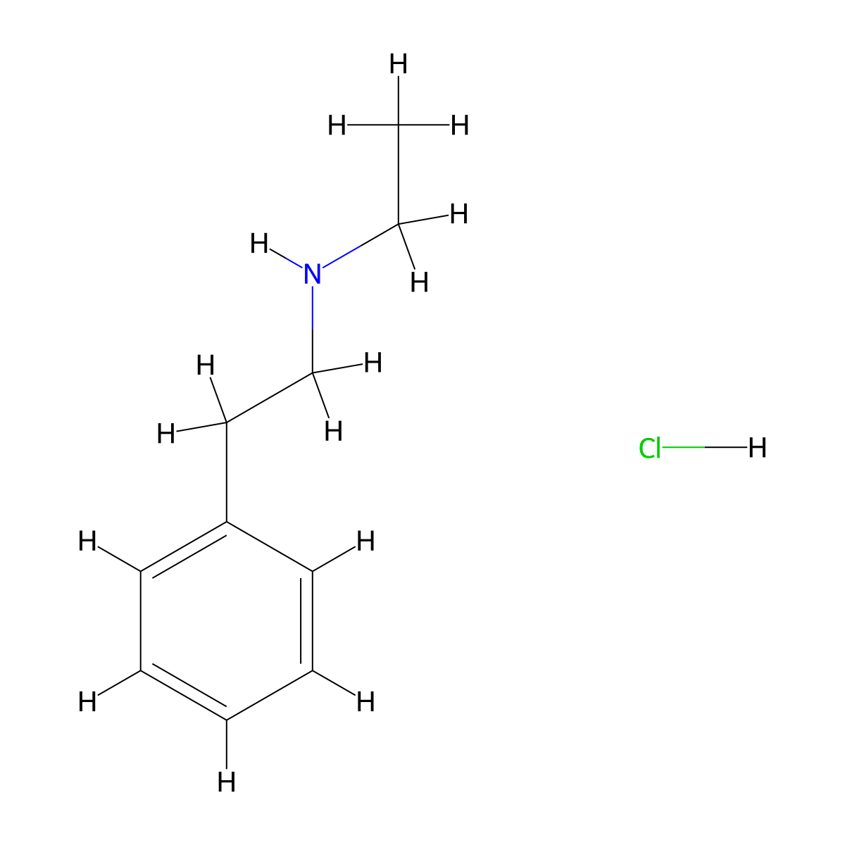 Ethyl(2-phenylethyl)amine hydrochloride molecular structure, CAS 61185-89-5