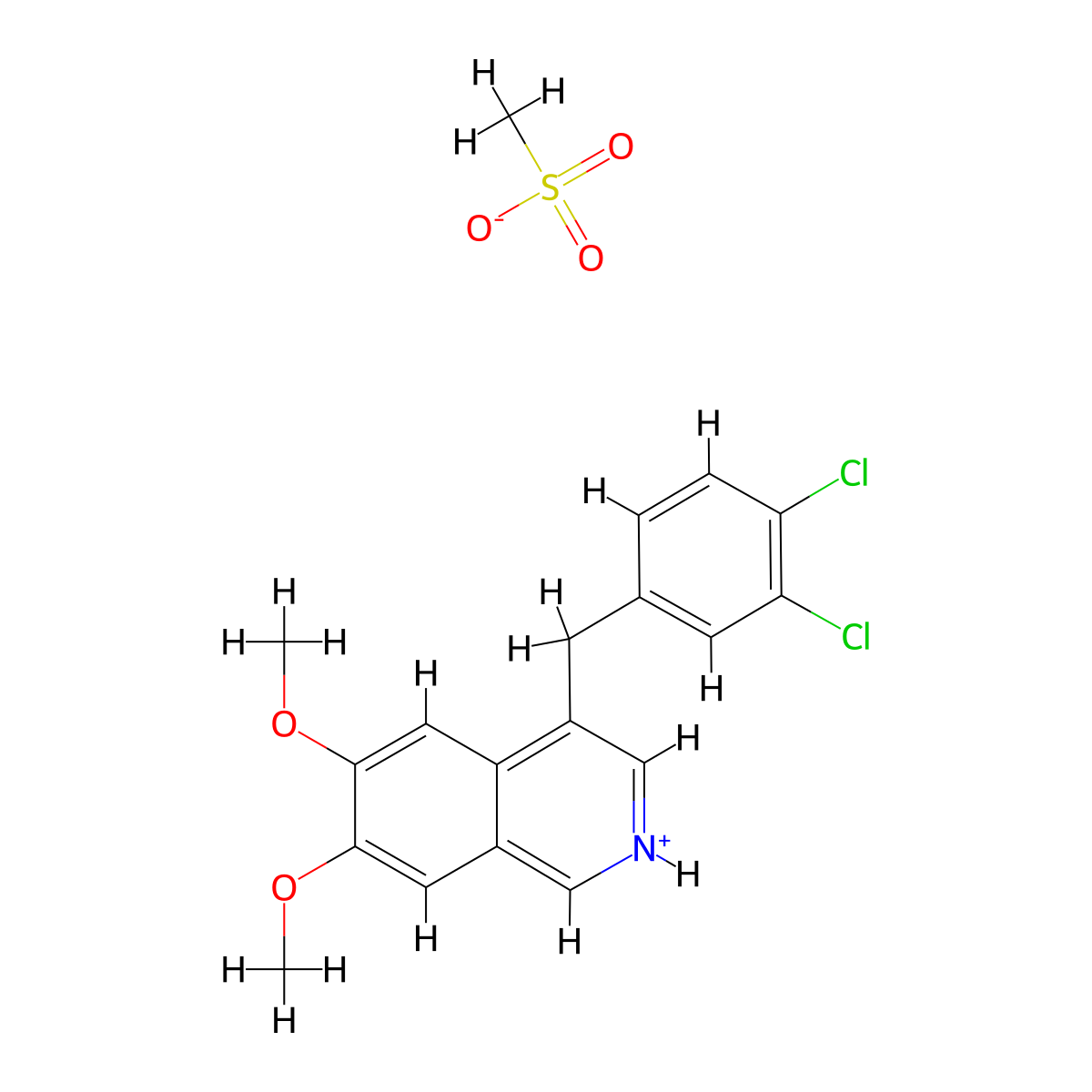 Isoquinoline, 4-(3,4-dichlorobenzyl)-6,7-dimethoxy-, methanesulfonate molecular structure, CAS 61189-91-1