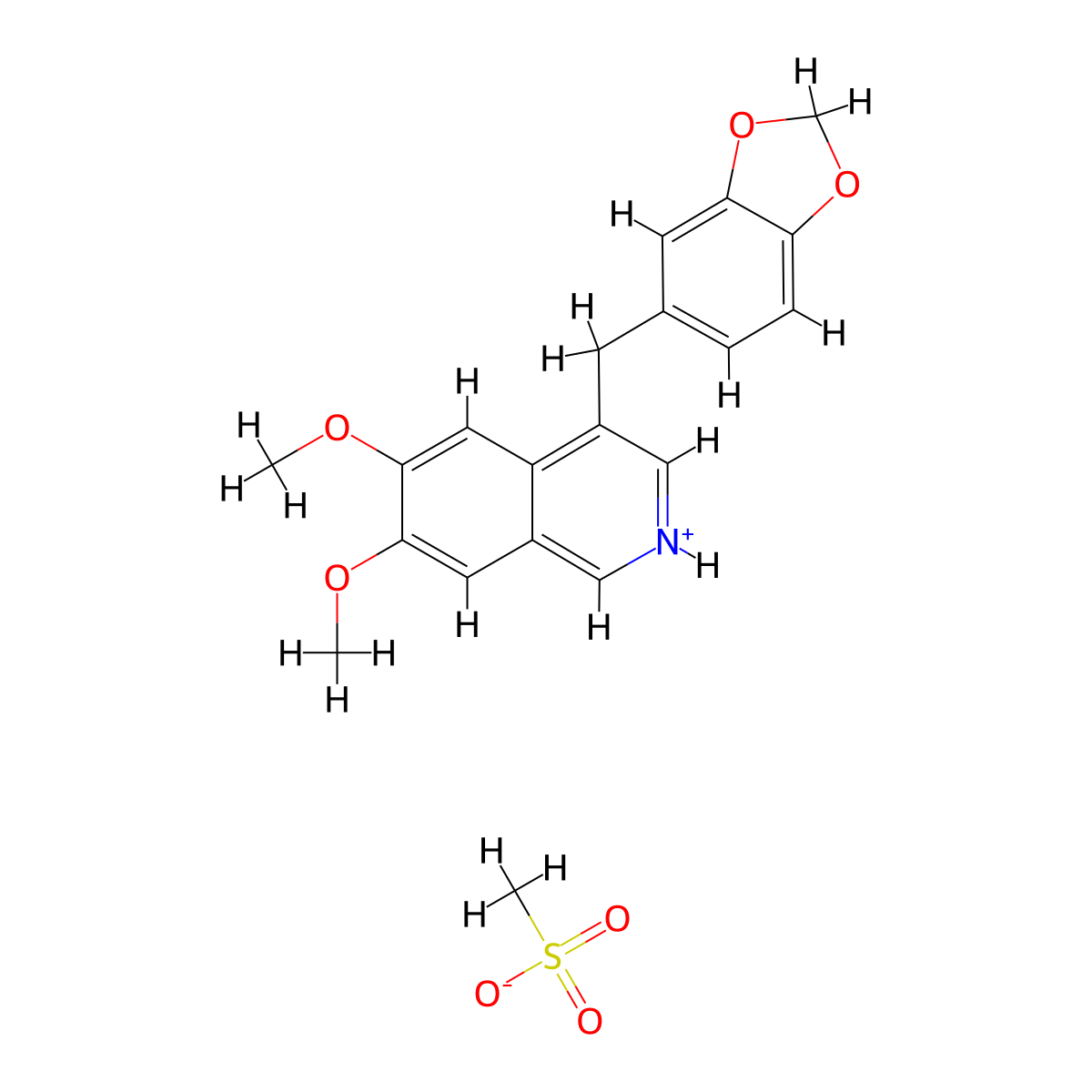 Isoquinoline, 6,7-dimethoxy-4-(3,4-methylenedioxybenzyl)-, methanesulfonate molecular structure, CAS 61189-95-5