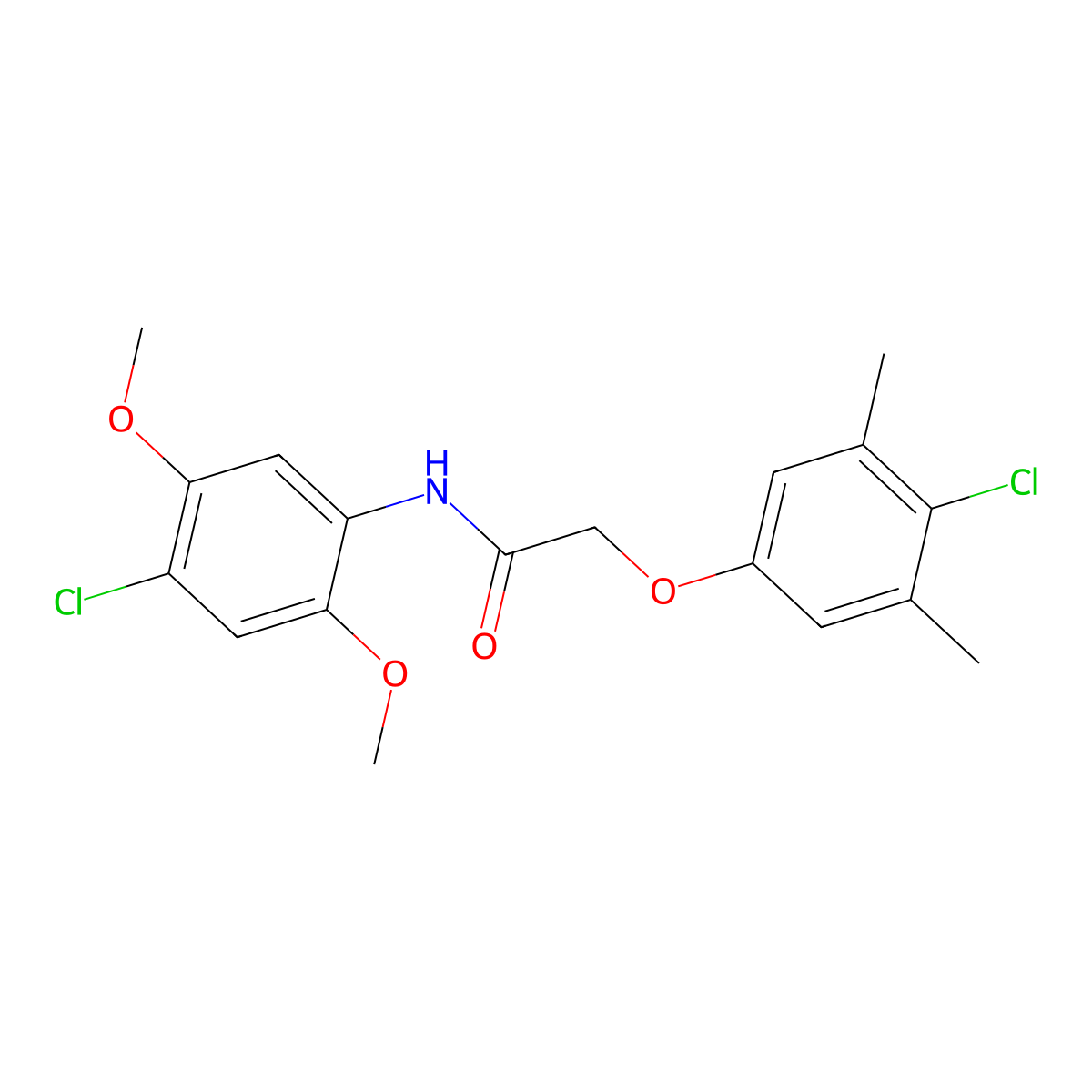 N-(4-chloro-2,5-dimethoxyphenyl)-2-(4-chloro-3,5-dimethylphenoxy)acetamide molecular structure, CAS 6119-42-2