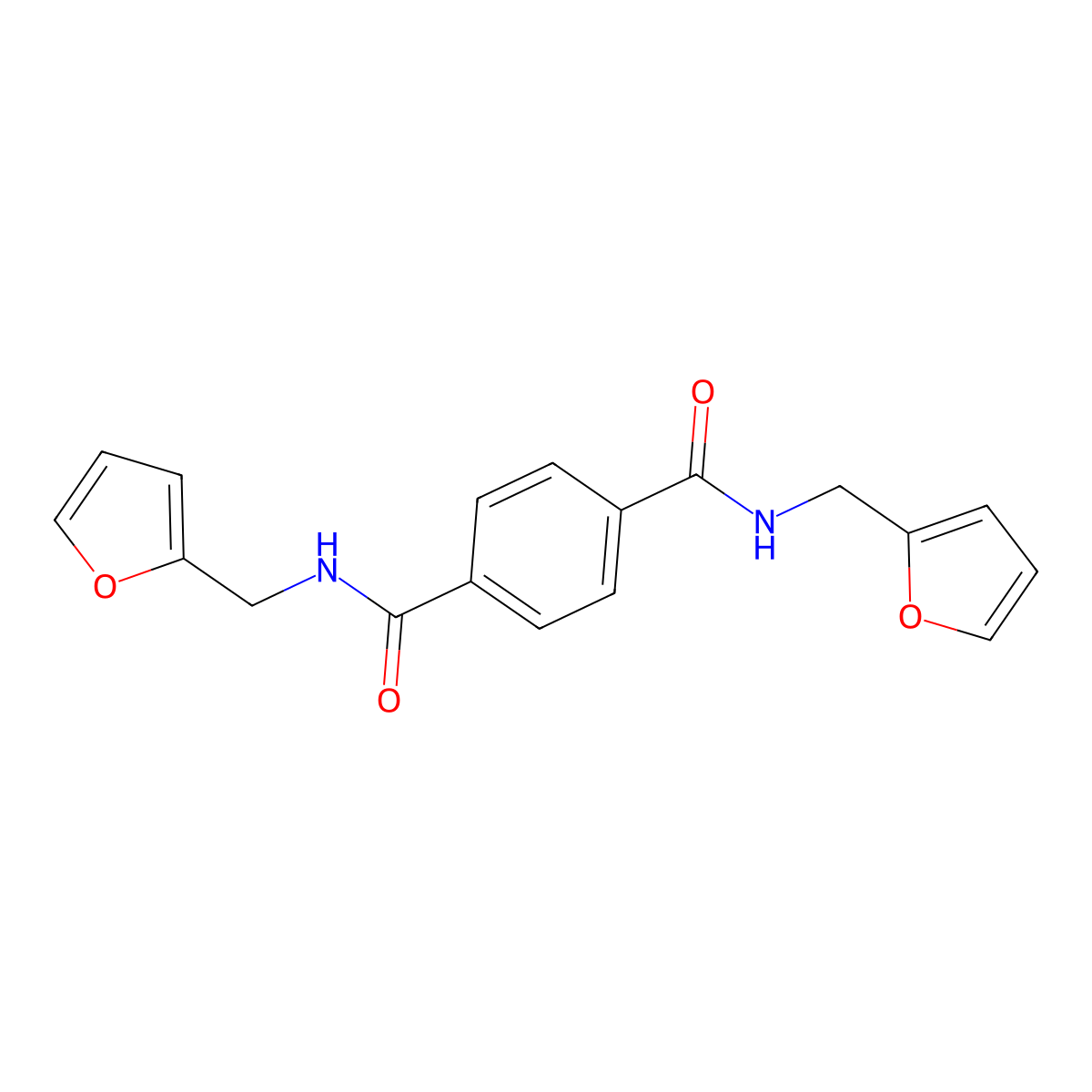 Terephthalamide, N,N'-difurfuryl- molecular structure, CAS 61190-73-6