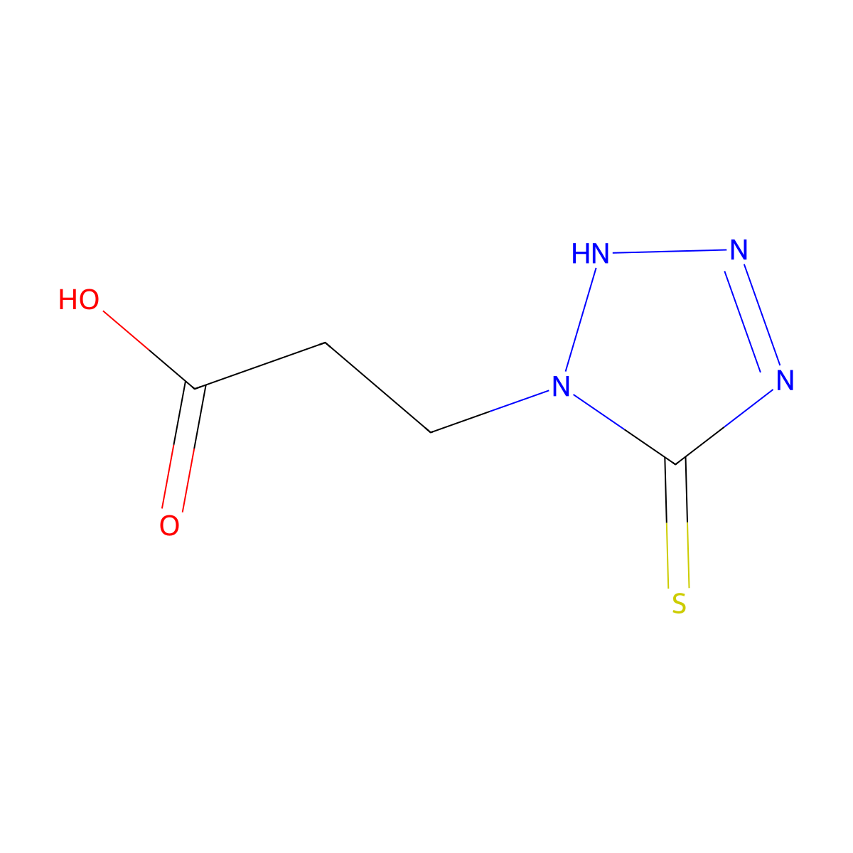 3-(5-sulfanyl-1H-1,2,3,4-tetrazol-1-yl)propanoic acid molecular structure, CAS 61197-34-0