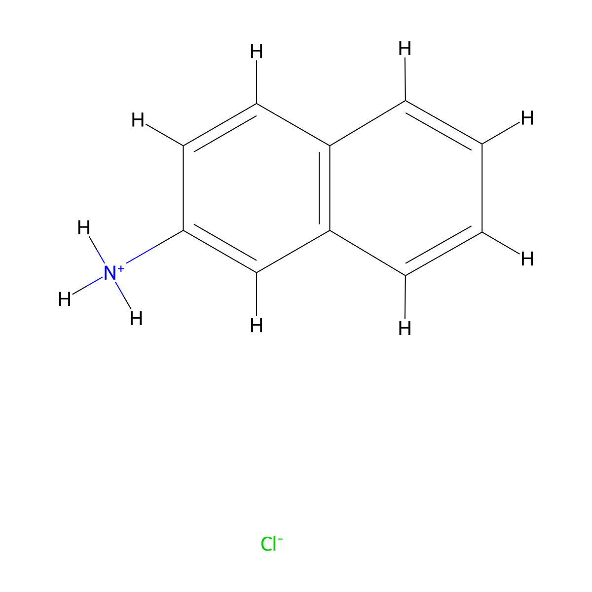 2-Naphthalenamine, hydrochloride molecular structure, CAS 612-52-2