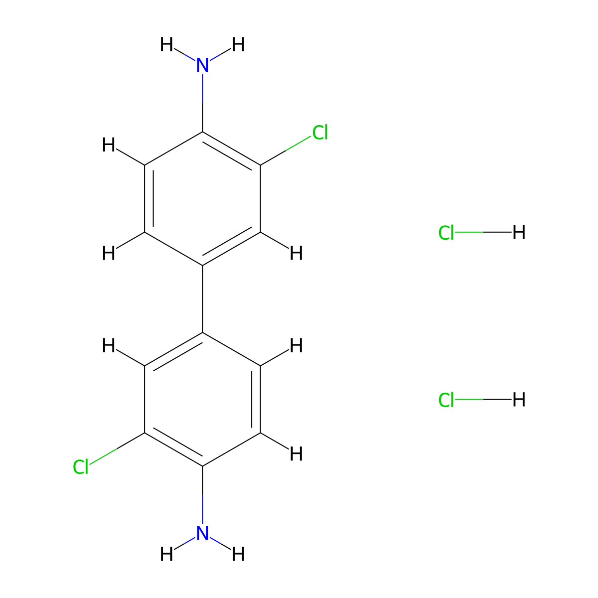 3,3'-Dichlorobenzidine dihydrochloride molecular structure, CAS 612-83-9