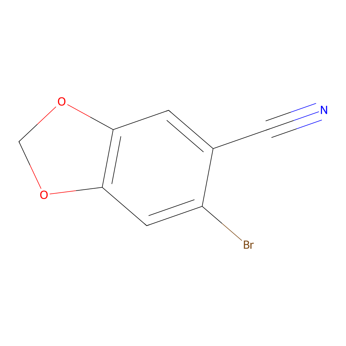 6-Bromo-1,3-benzodioxole-5-carbonitrile molecular structure, CAS 6120-26-9