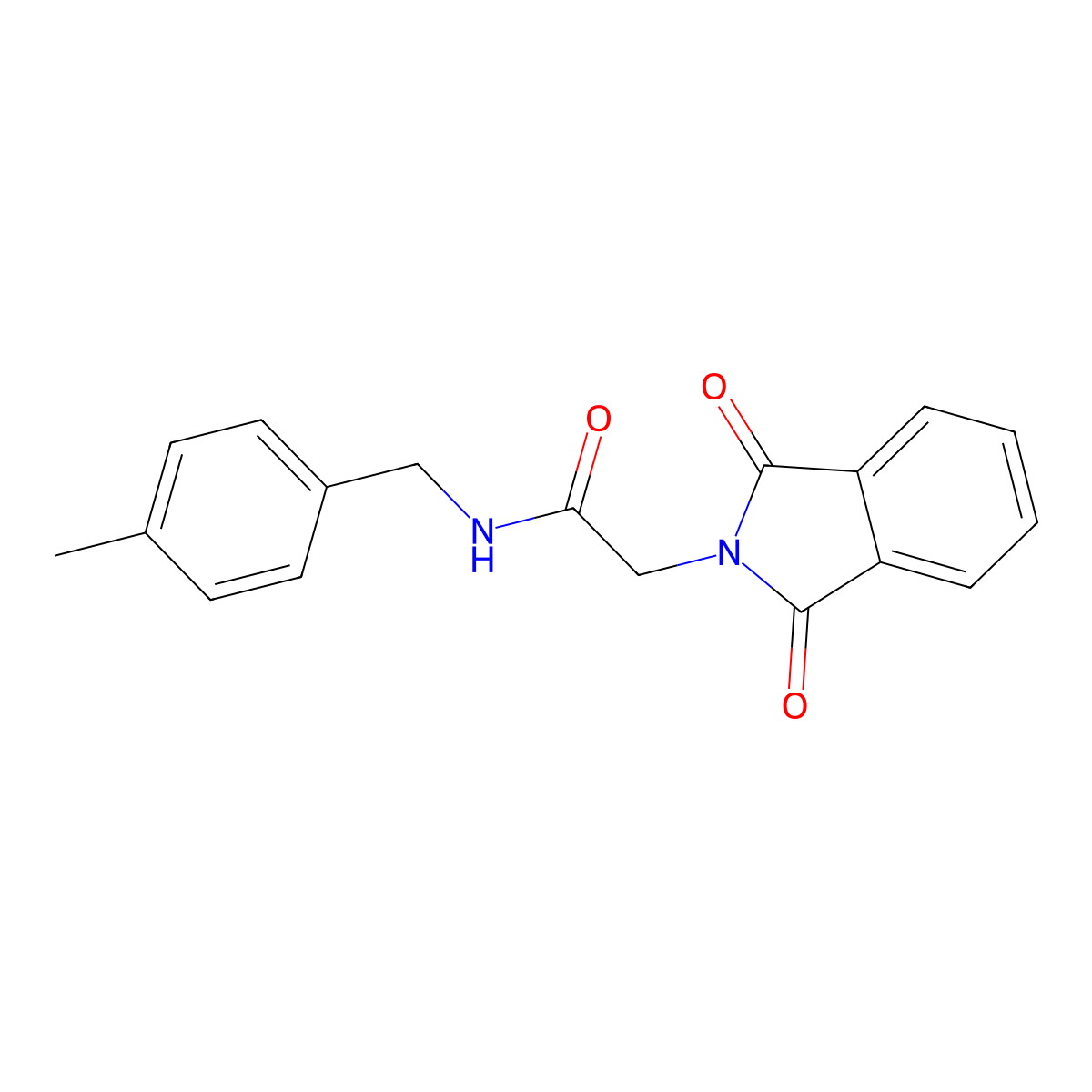 2-(1,3-dioxo-1,3-dihydro-2H-isoindol-2-yl)-N-(4-methylbenzyl)acetamide molecular structure, CAS 6120-34-9