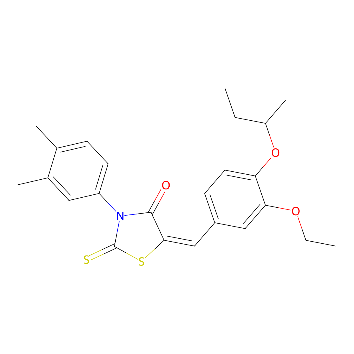 5-[(4-Butan-2-yloxy-3-ethoxyphenyl)methylidene]-3-(3,4-dimethylphenyl)-2-sulfanylidene-1,3-thiazolidin-4-one molecular structure, CAS 6120-90-7