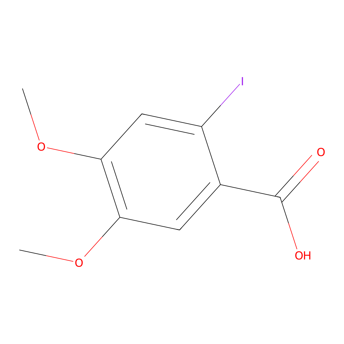2-Iodo-4,5-dimethoxybenzoic acid molecular structure, CAS 61203-48-3