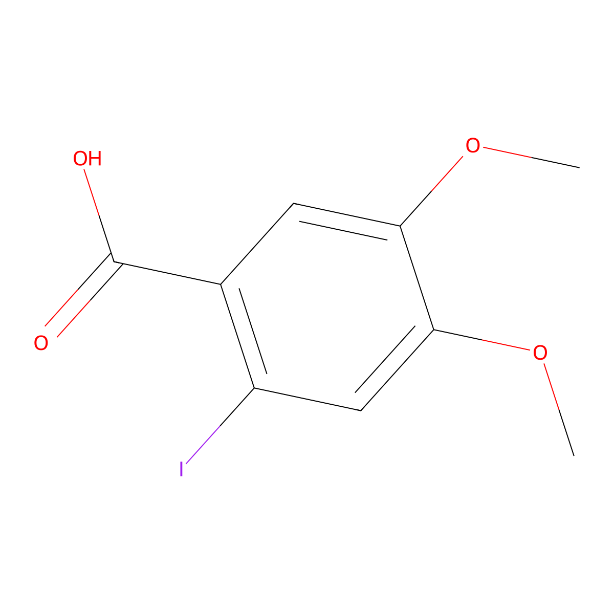 2-Iodo-4,5-dimethoxybenzoic acid molecular structure, CAS 61203-48-3