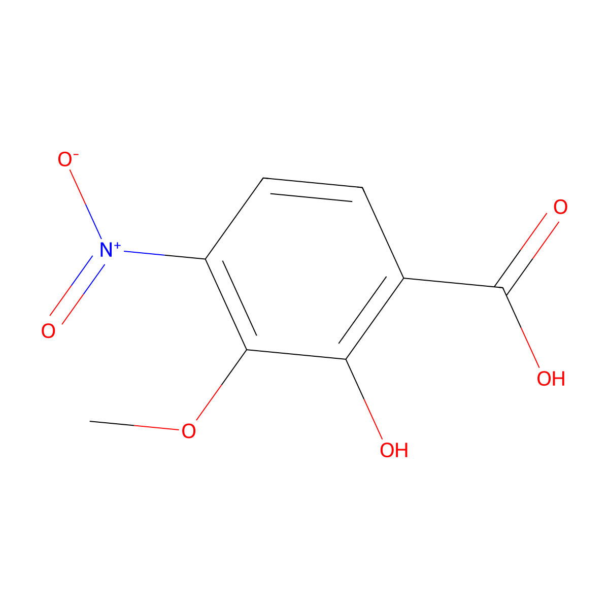 2-Hydroxy-3-methoxy-4-nitrobenzoic acid molecular structure, CAS 61203-50-7