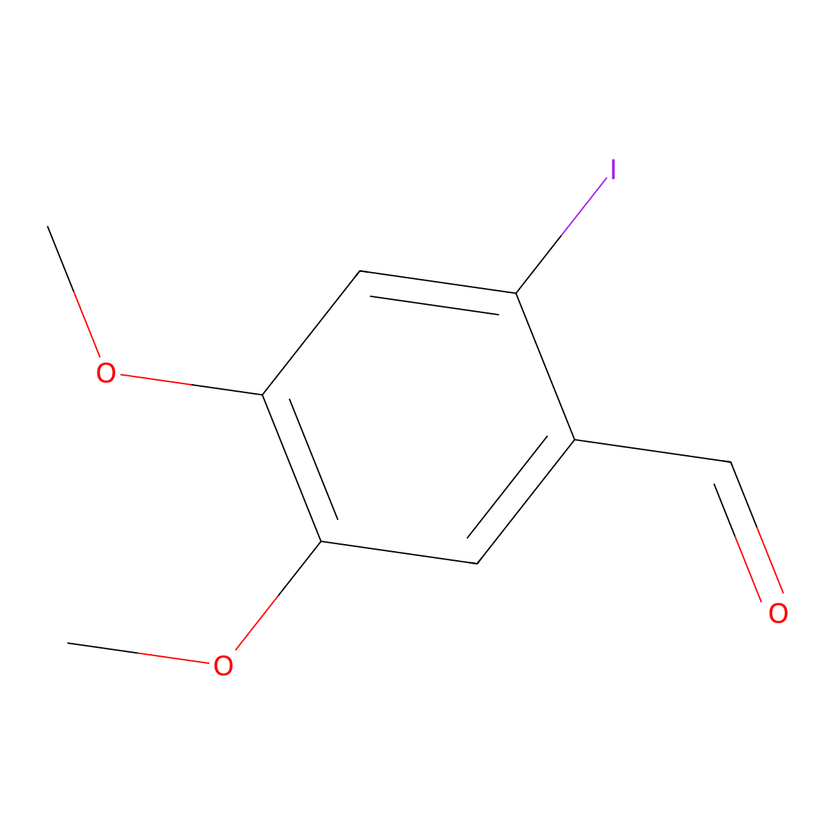 2-Iodo-4,5-dimethoxybenzaldehyde molecular structure, CAS 61203-53-0