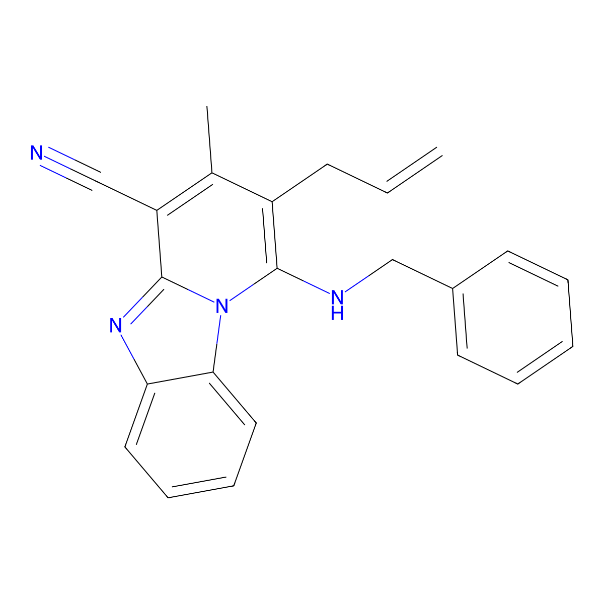 1-(Benzylamino)-3-methyl-2-(prop-2-en-1-yl)pyrido[1,2-a]benzimidazole-4-carbonitrile molecular structure, CAS 612037-43-1