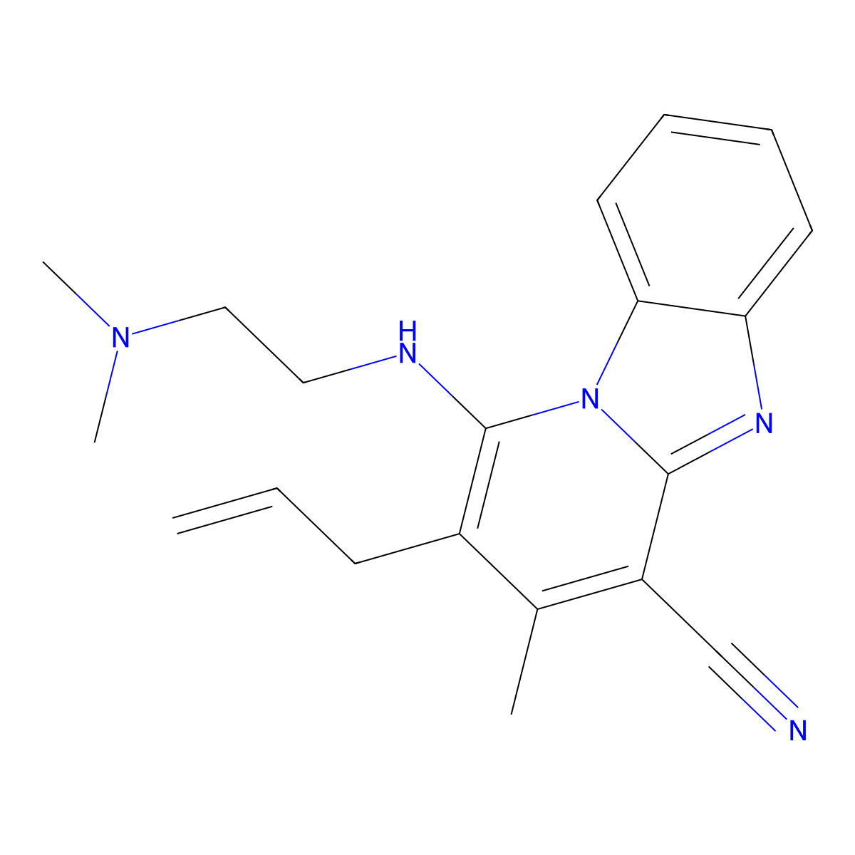 2-Allyl-1-{[2-(dimethylamino)ethyl]amino}-3-methylpyrido[1,2-a]benzimidazole-4-carbonitrile molecular structure, CAS 612037-44-2