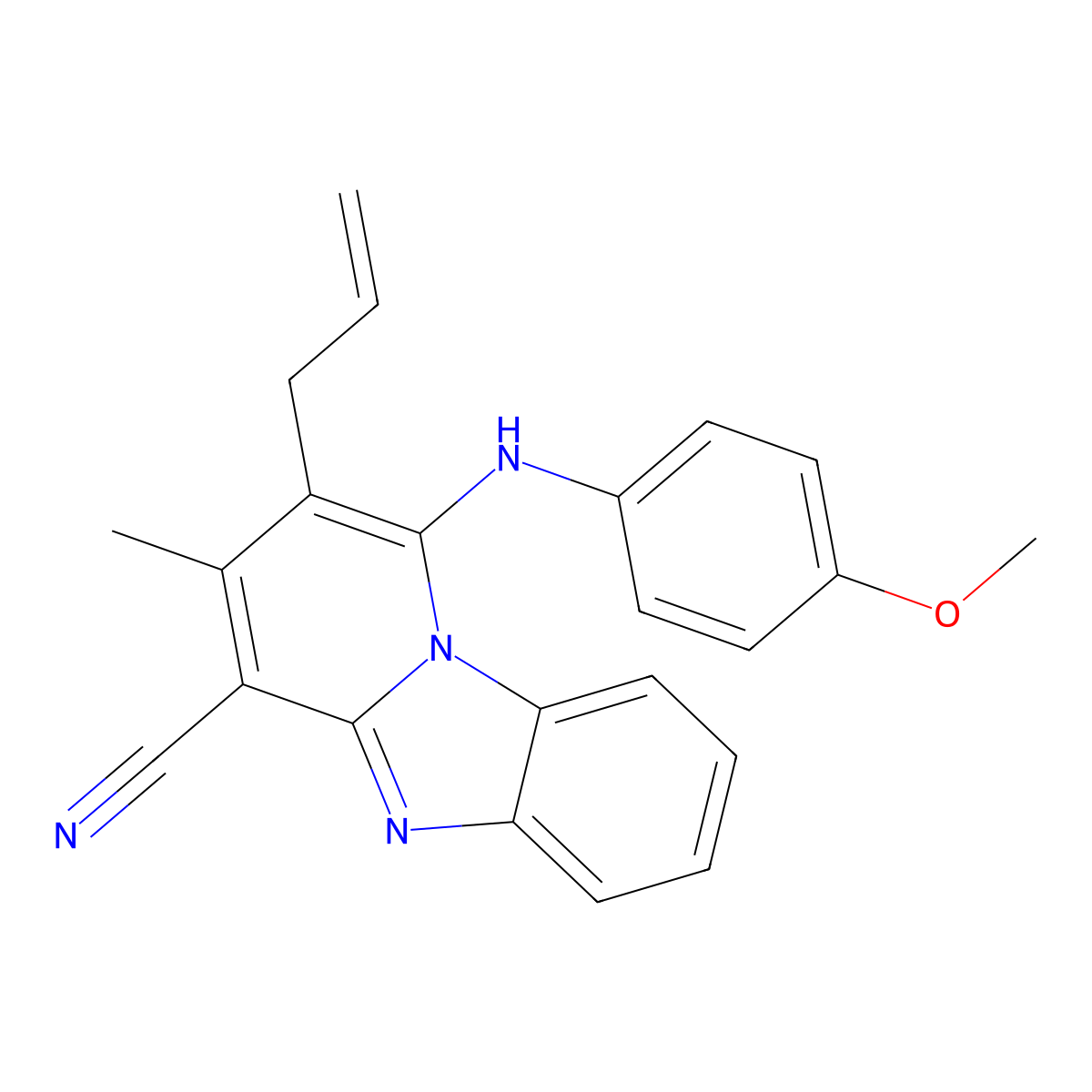 1-(4-Methoxyanilino)-3-methyl-2-prop-2-enylpyrido[1,2-a]benzimidazole-4-carbonitrile molecular structure, CAS 612037-52-2