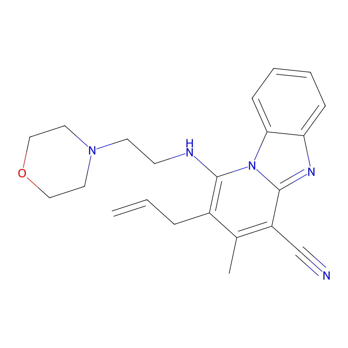 2-Allyl-3-methyl-1-((2-morpholinoethyl)amino)benzo[4,5]imidazo[1,2-a]pyridine-4-carbonitrile molecular structure, CAS 612037-55-5