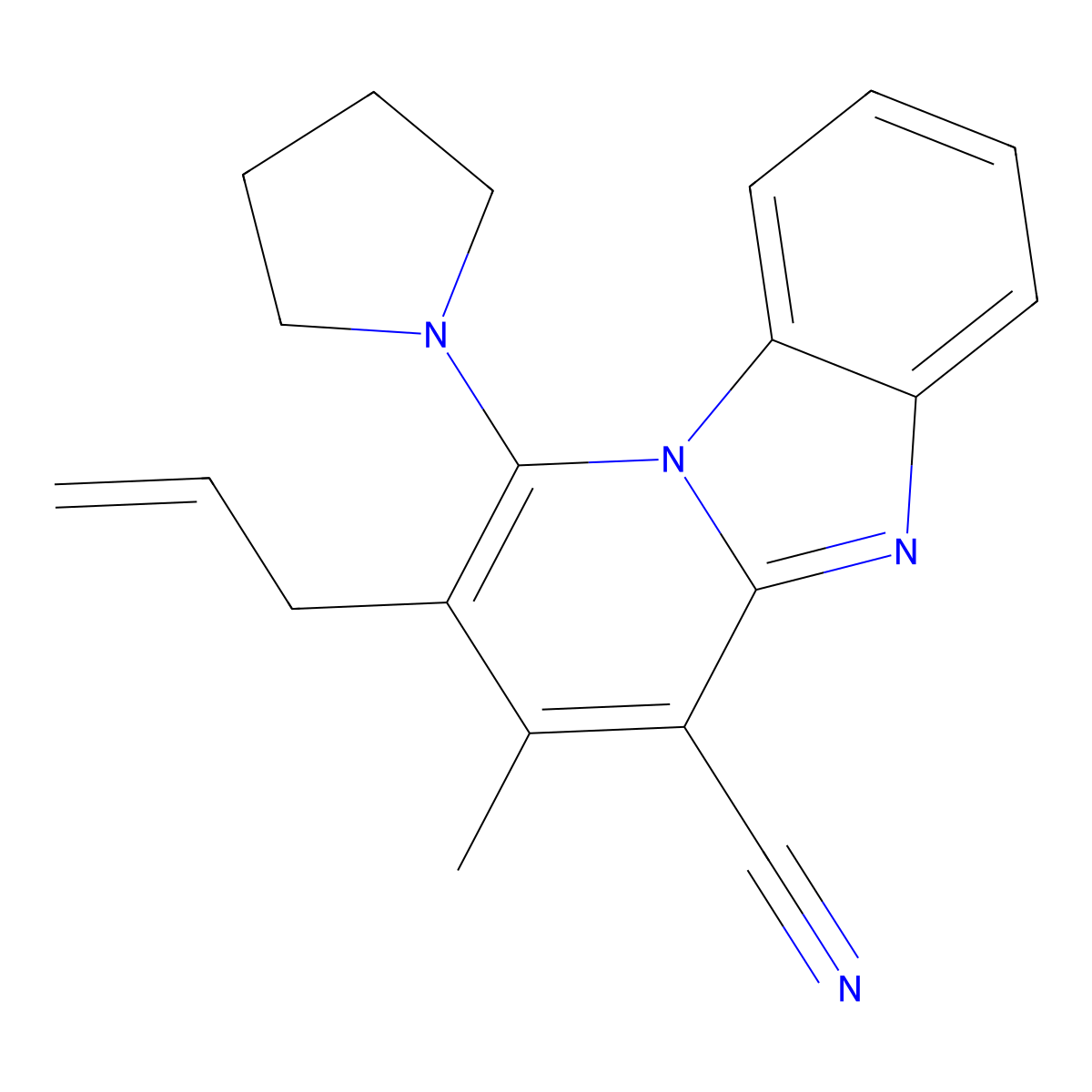 2-Allyl-3-methyl-1-pyrrolidin-1-ylpyrido[1,2-a]benzimidazole-4-carbonitrile molecular structure, CAS 612037-61-3