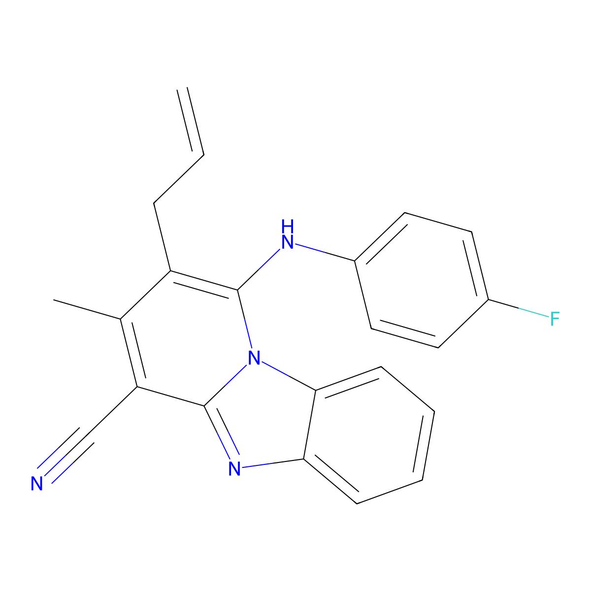 1-[(4-Fluorophenyl)amino]-3-methyl-2-(prop-2-en-1-yl)pyrido[1,2-a]benzimidazole-4-carbonitrile molecular structure, CAS 612037-62-4