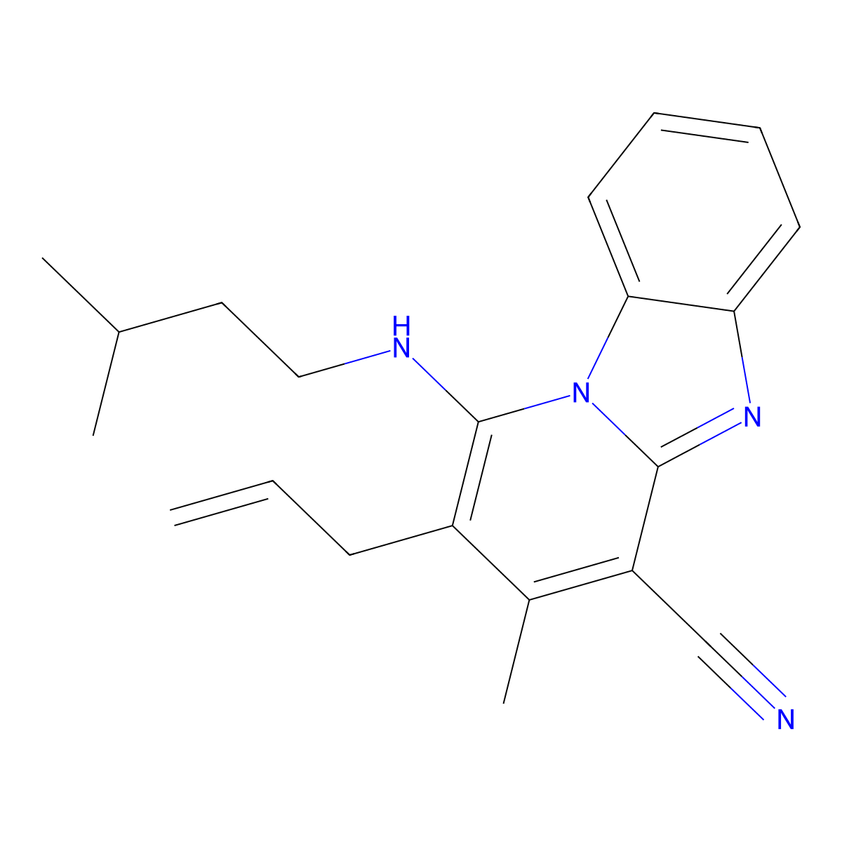 2-Allyl-1-(isopentylamino)-3-methylpyrido(1,2-A)benzimidazole-4-carbonitrile molecular structure, CAS 612037-67-9