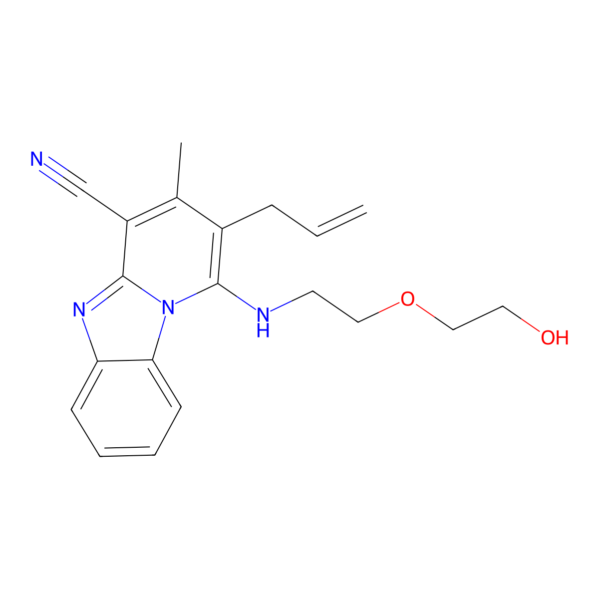 1-{[2-(2-Hydroxyethoxy)ethyl]amino}-3-methyl-2-(prop-2-en-1-yl)pyrido[1,2-a]benzimidazole-4-carbonitrile molecular structure, CAS 612037-70-4