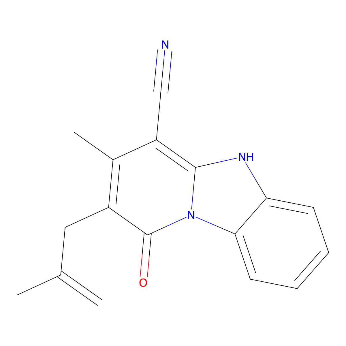 3-methyl-2-(2-methylprop-2-enyl)-1-oxo-5H-pyrido[1,2-a]benzimidazole-4-carbonitrile molecular structure, CAS 612037-85-1