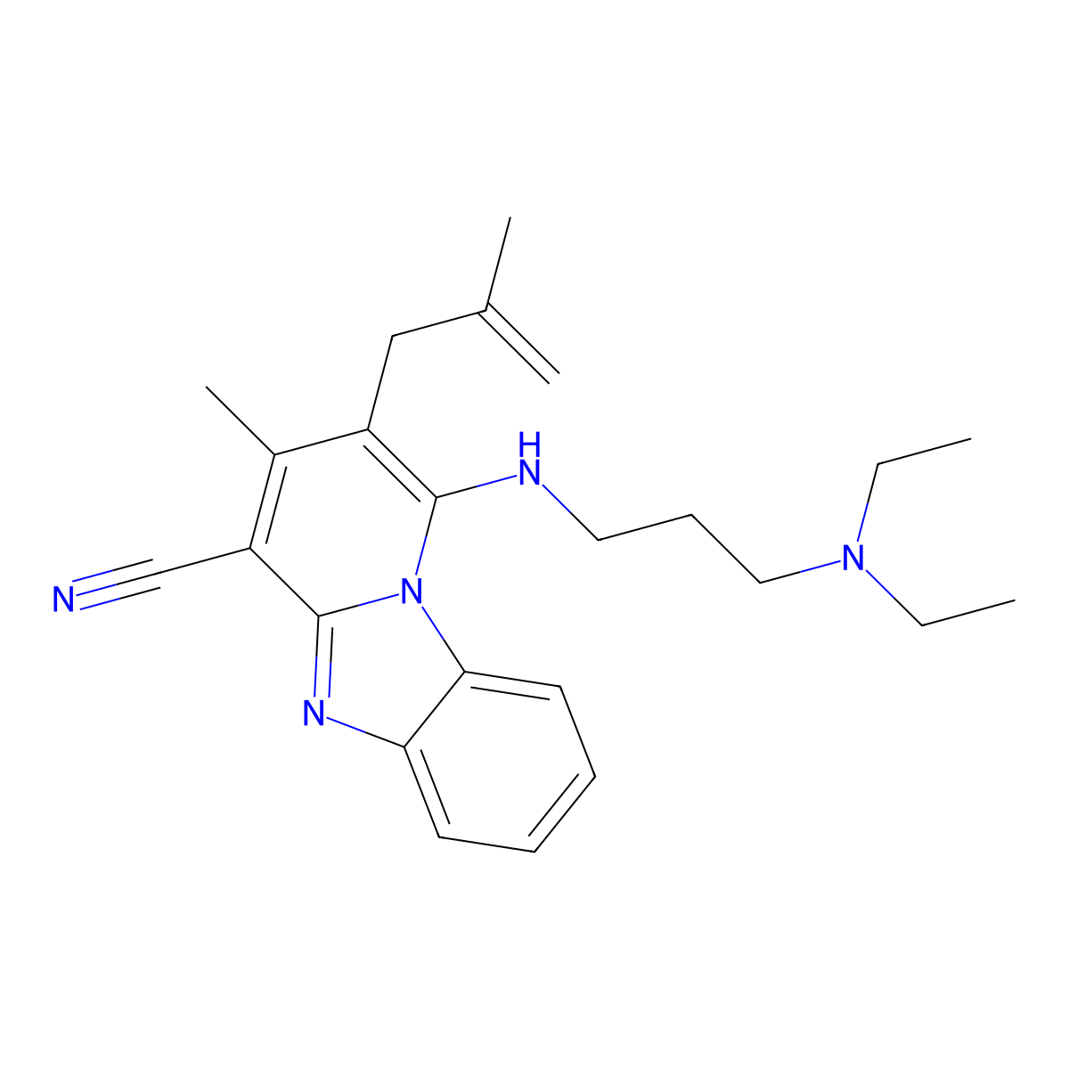 1-{[3-(Diethylamino)propyl]amino}-3-methyl-2-(2-methylprop-2-en-1-yl)pyrido[1,2-a]benzimidazole-4-carbonitrile molecular structure, CAS 612037-95-3