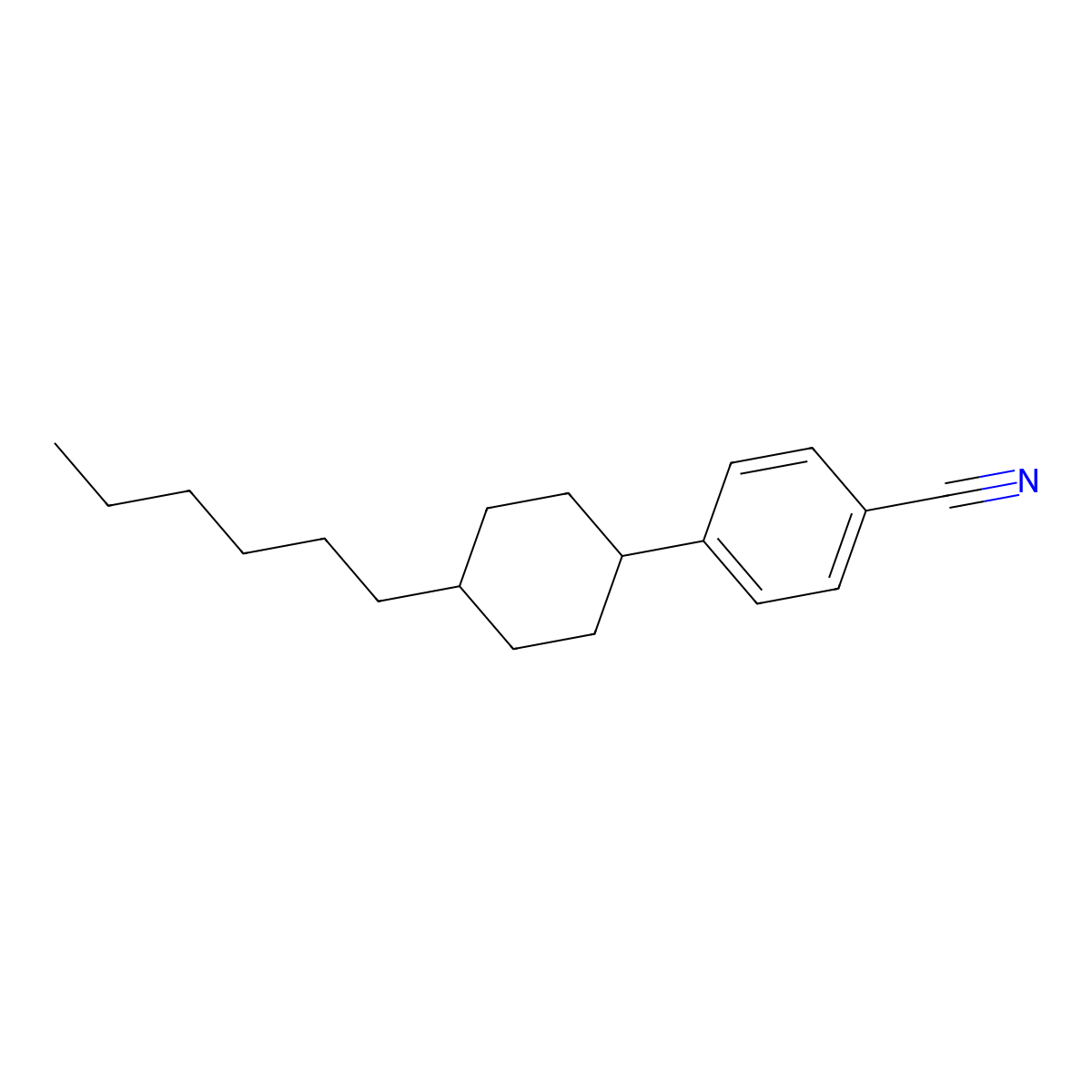 trans-4-(4-Hexylcyclohexyl)benzonitrile molecular structure, CAS 61204-02-2
