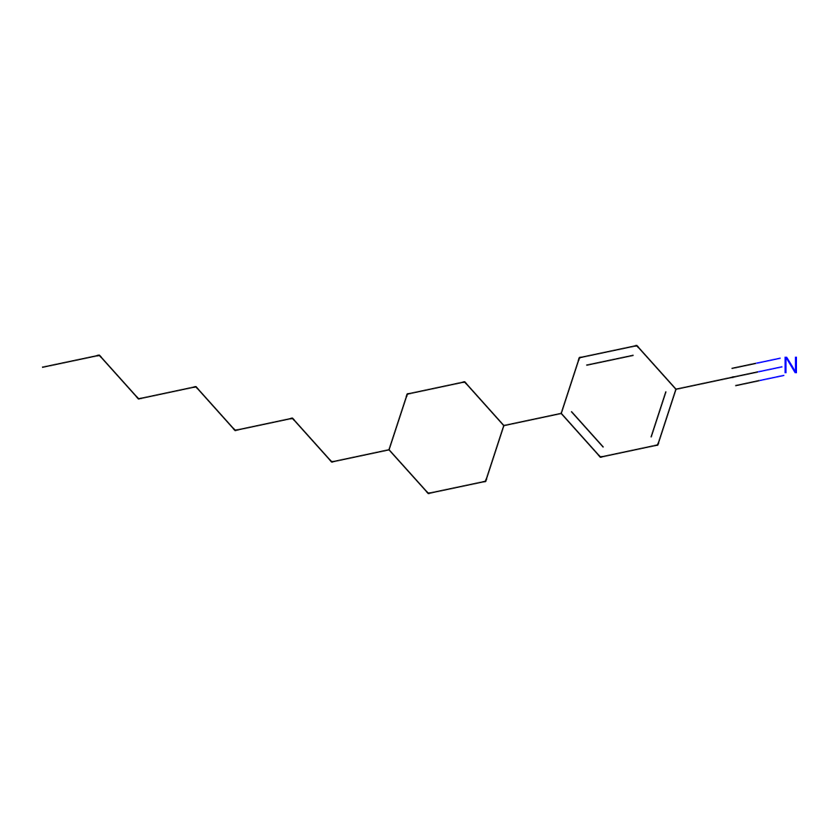 trans-4-(4-Heptylcyclohexyl)benzonitrile molecular structure, CAS 61204-03-3