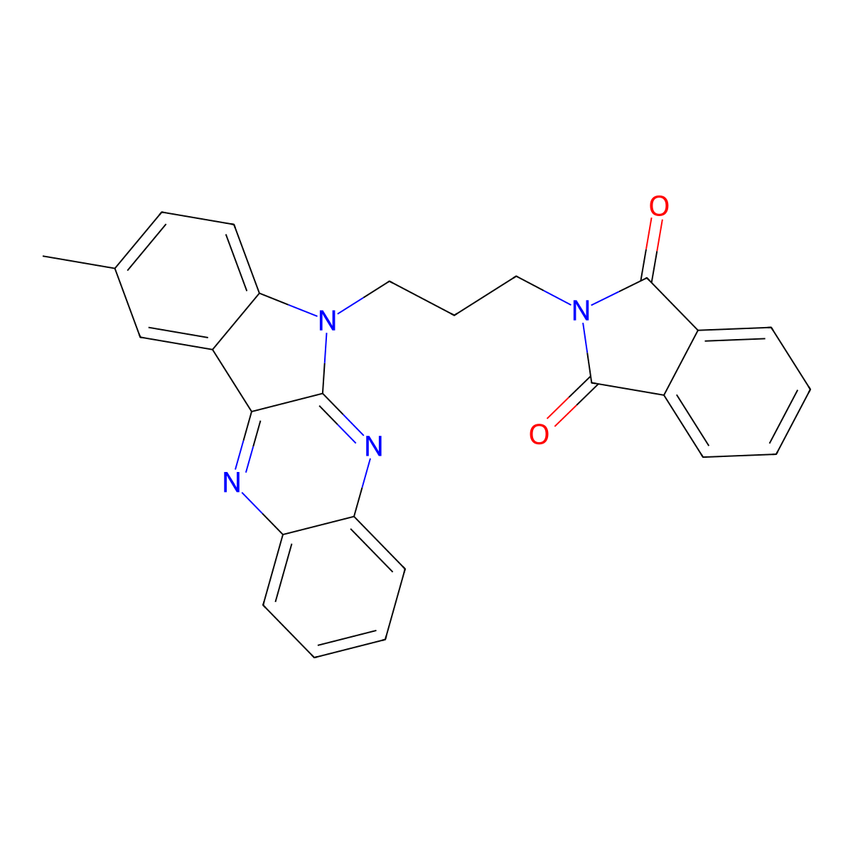 2-(3-(9-methyl-6H-indolo[2,3-b]quinoxalin-6-yl)propyl)isoindoline-1,3-dione molecular structure, CAS 612041-00-6