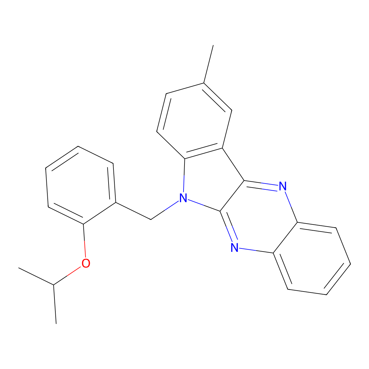 6-(2-isopropoxybenzyl)-9-methyl-6H-indolo[2,3-b]quinoxaline molecular structure, CAS 612041-11-9