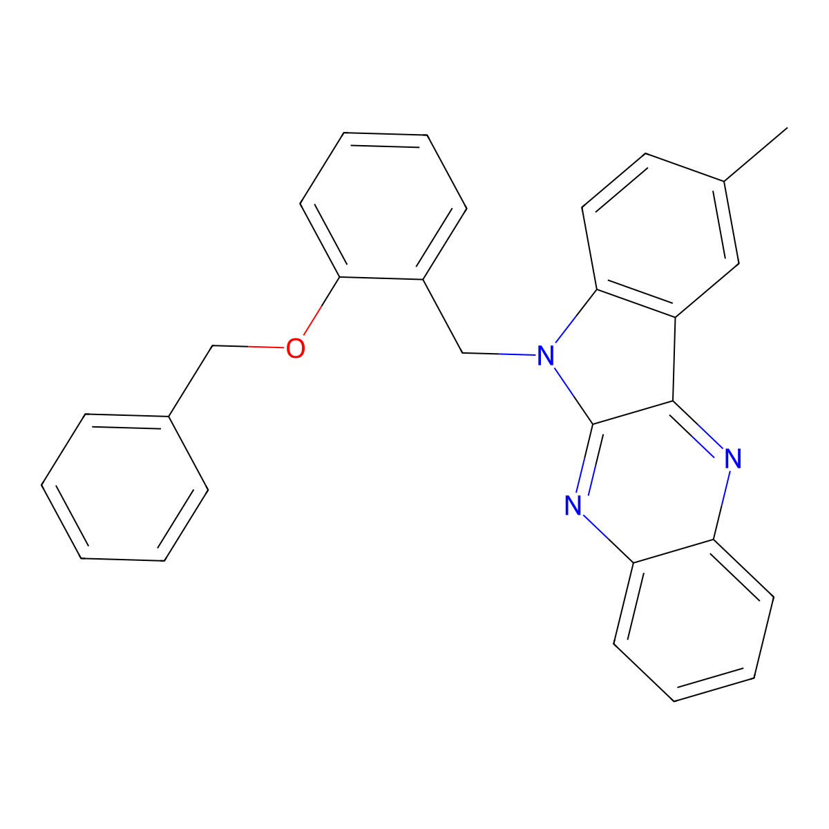 6-(2-(benzyloxy)benzyl)-9-methyl-6H-indolo[2,3-b]quinoxaline molecular structure, CAS 612041-12-0