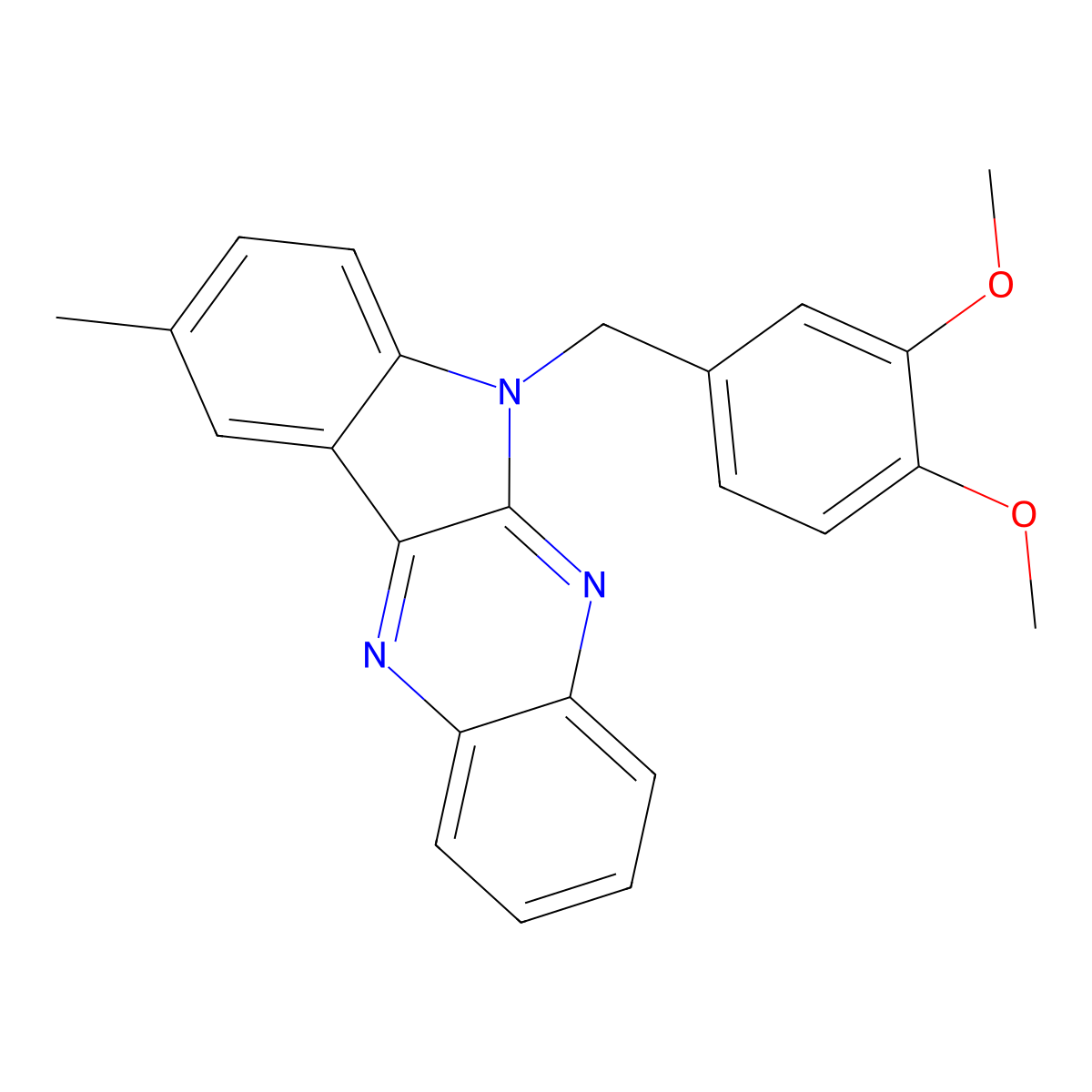 6-(3,4-dimethoxybenzyl)-9-methyl-6H-indolo[2,3-b]quinoxaline molecular structure, CAS 612041-13-1