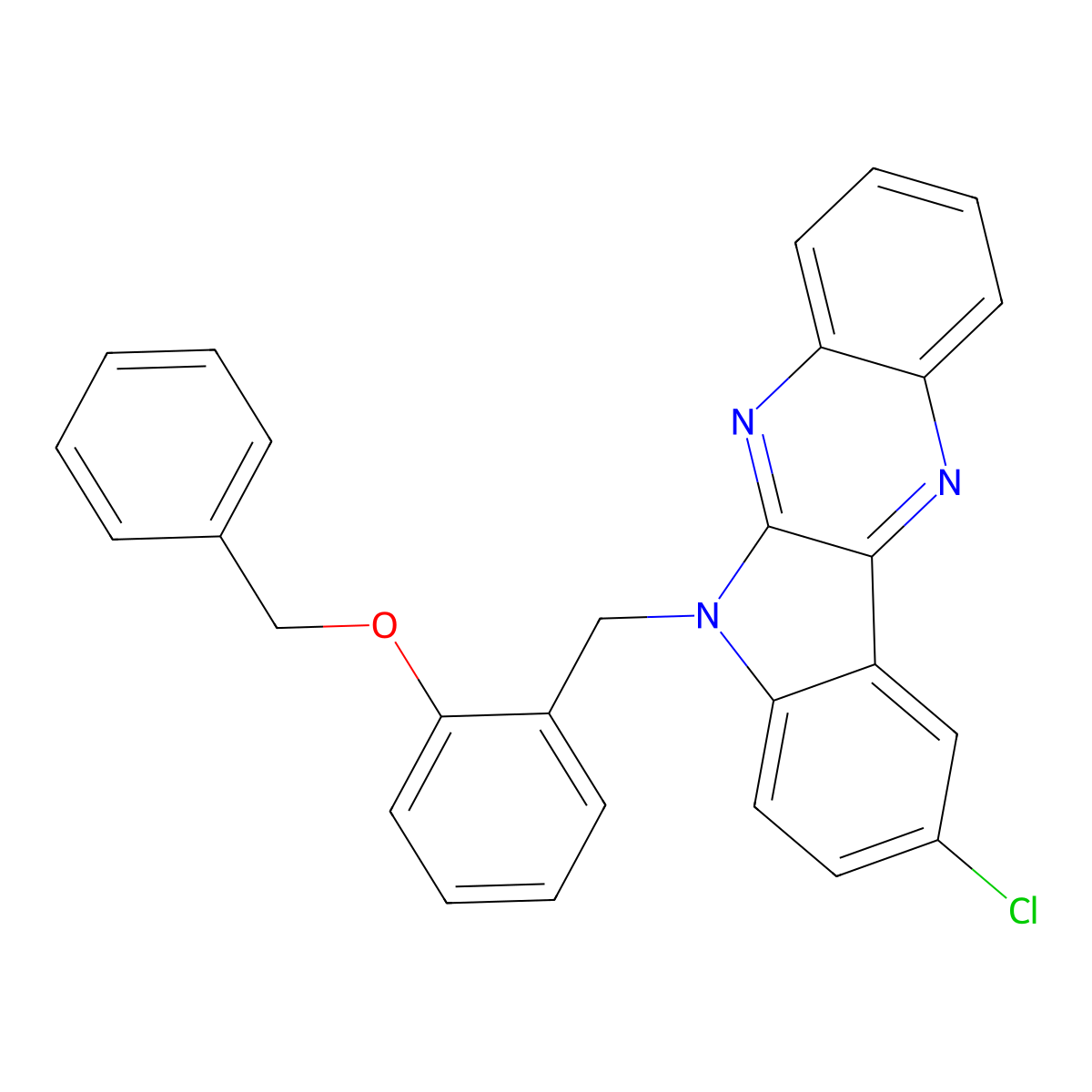 6-[2-(benzyloxy)benzyl]-9-chloro-6H-indolo[2,3-b]quinoxaline molecular structure, CAS 612041-19-7