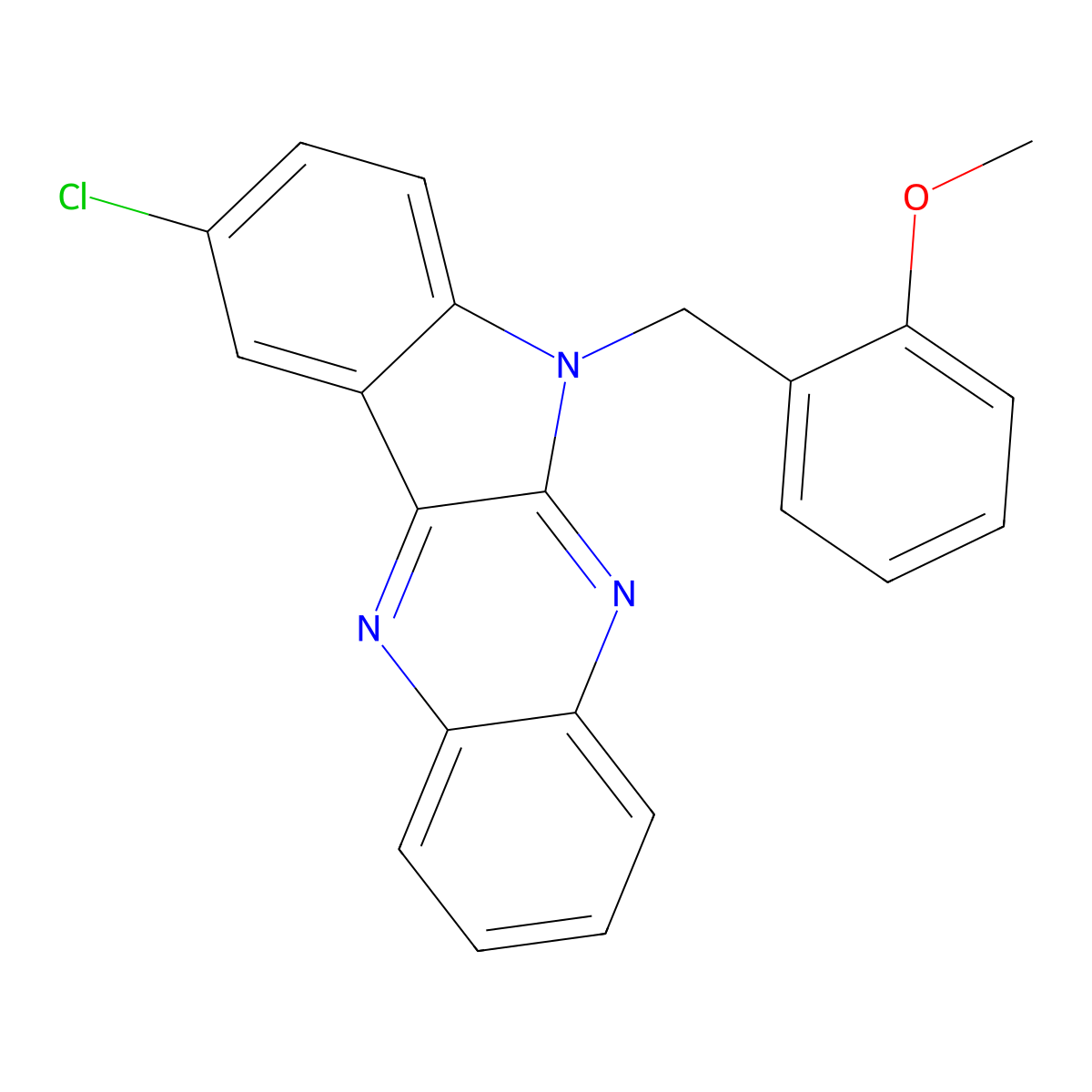 9-chloro-6-(2-methoxybenzyl)-6H-indolo[2,3-b]quinoxaline molecular structure, CAS 612041-20-0