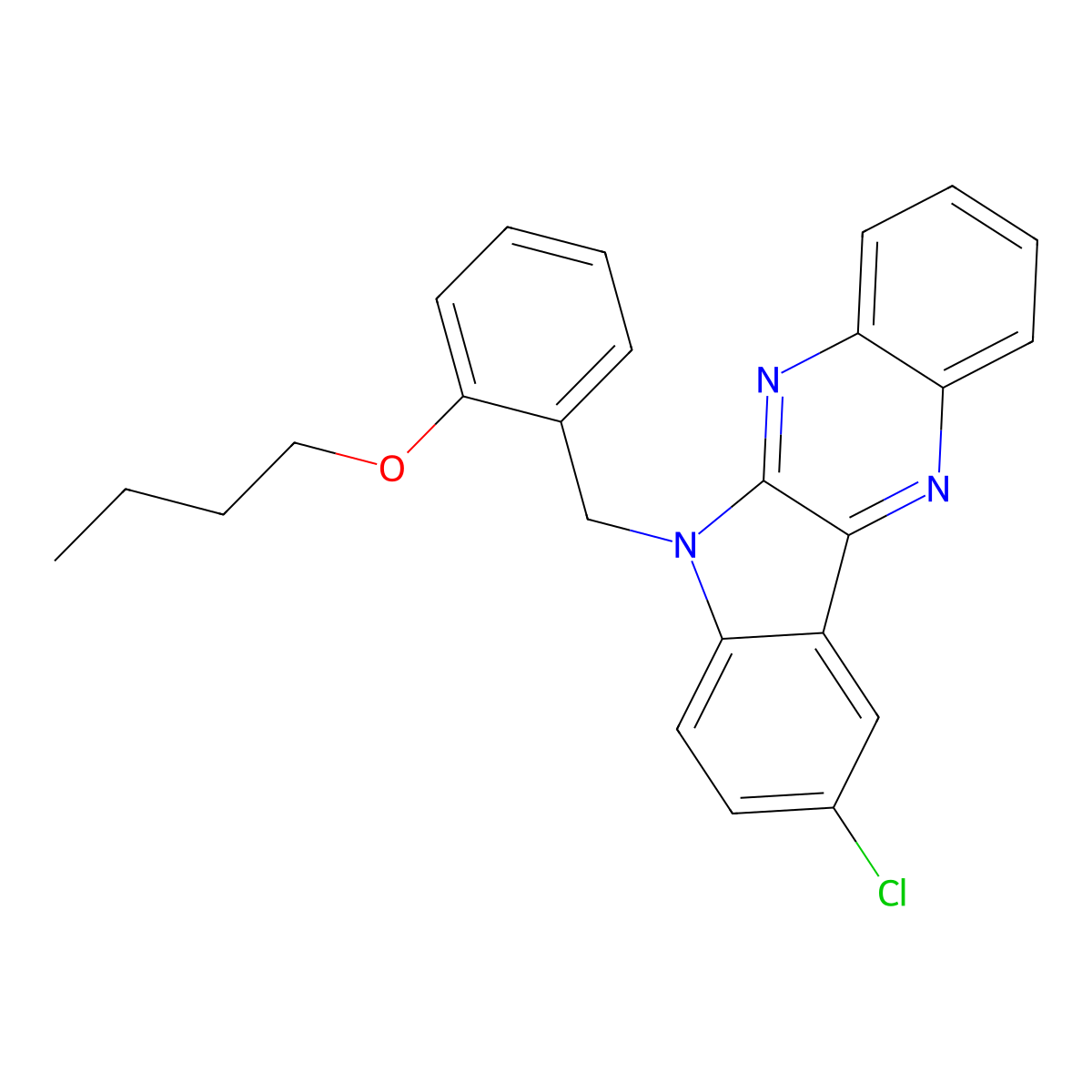 6-(2-butoxybenzyl)-9-chloro-6H-indolo[2,3-b]quinoxaline molecular structure, CAS 612041-25-5